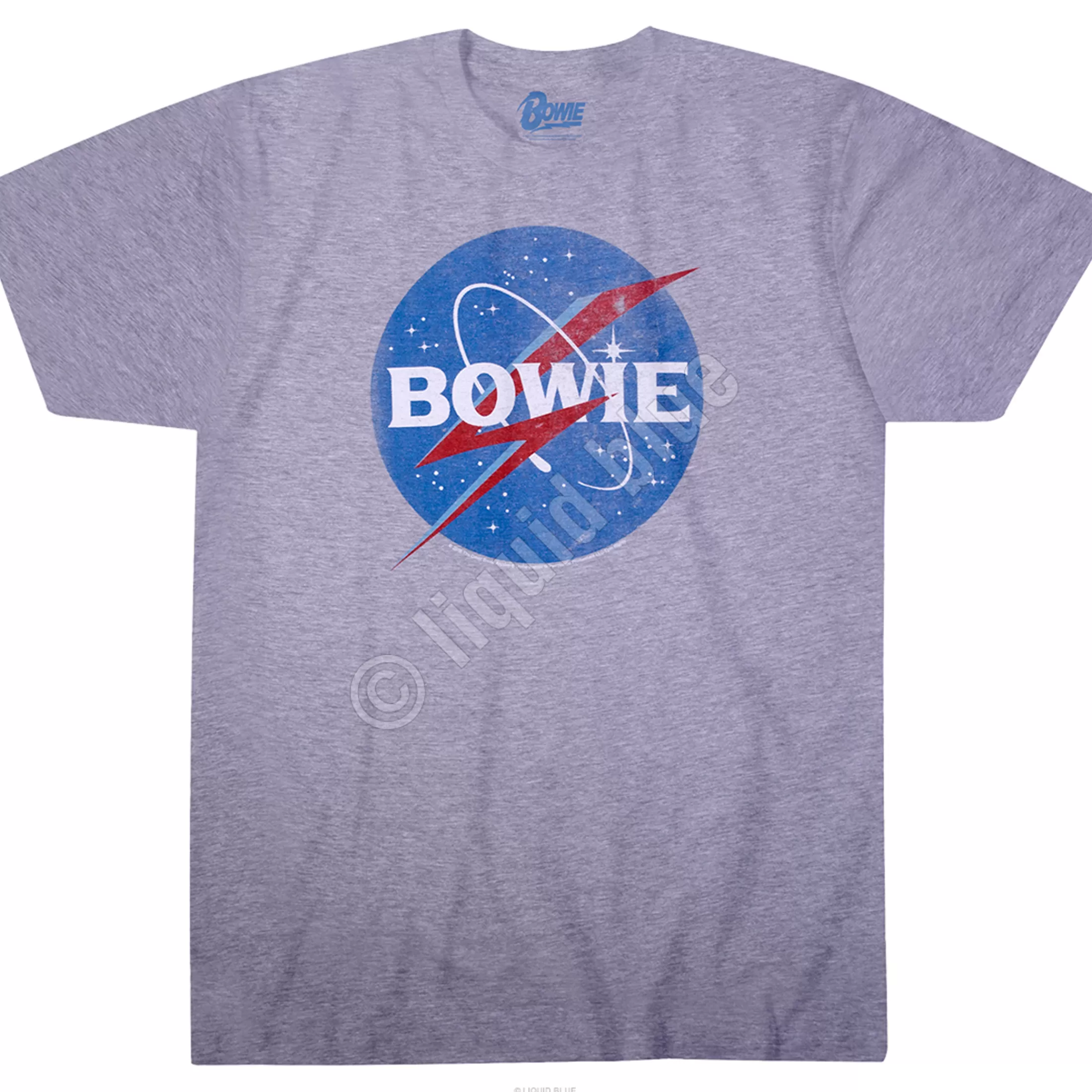 Poly-Cotton T-Shirt | David Bowie<Liquid Blue Bowies in Space Heather Poly-Cotton T-Shirt