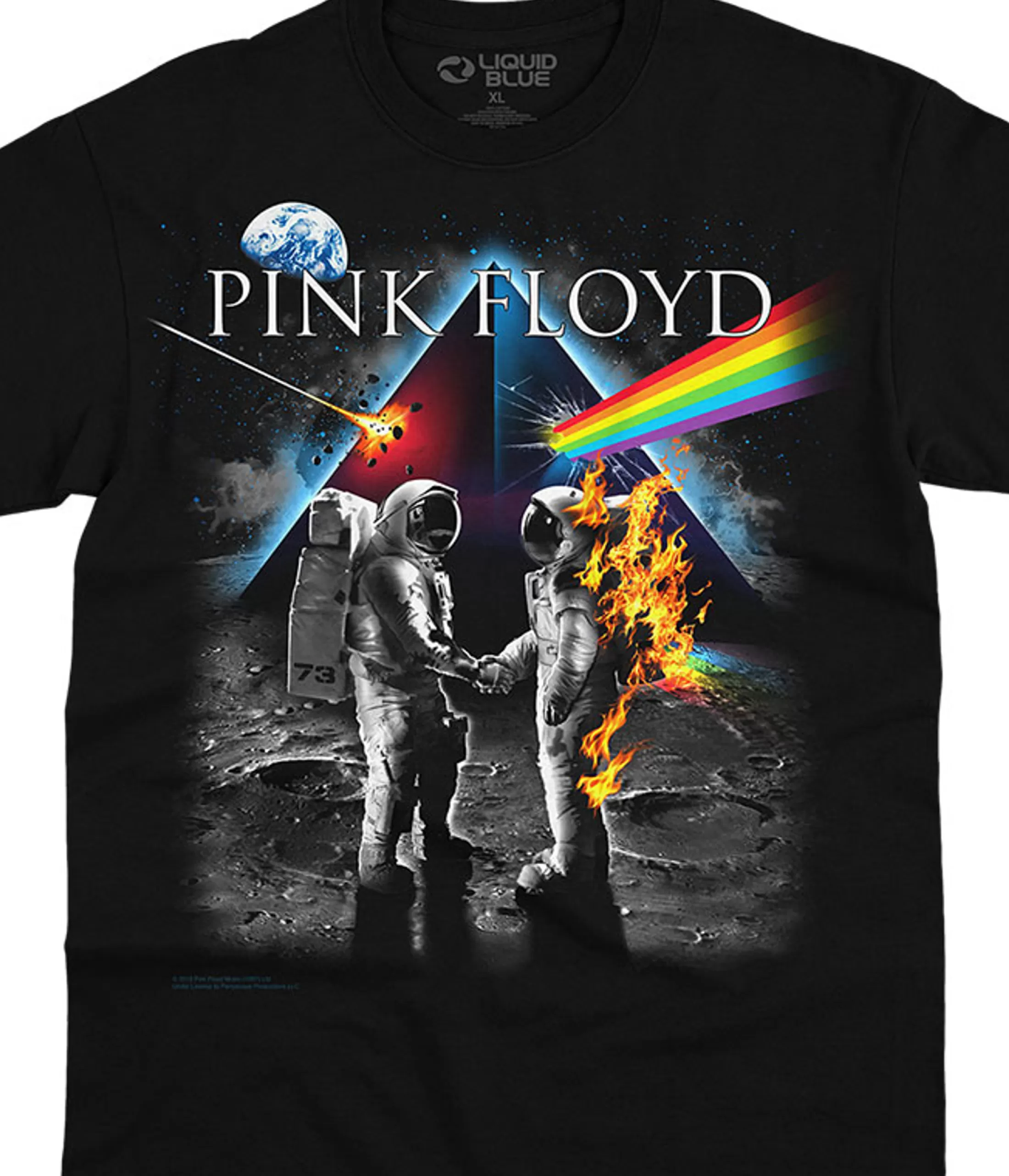 Athletic T-Shirt | Pink Floyd<Liquid Blue Bright Side of the Moon Black T-Shirt