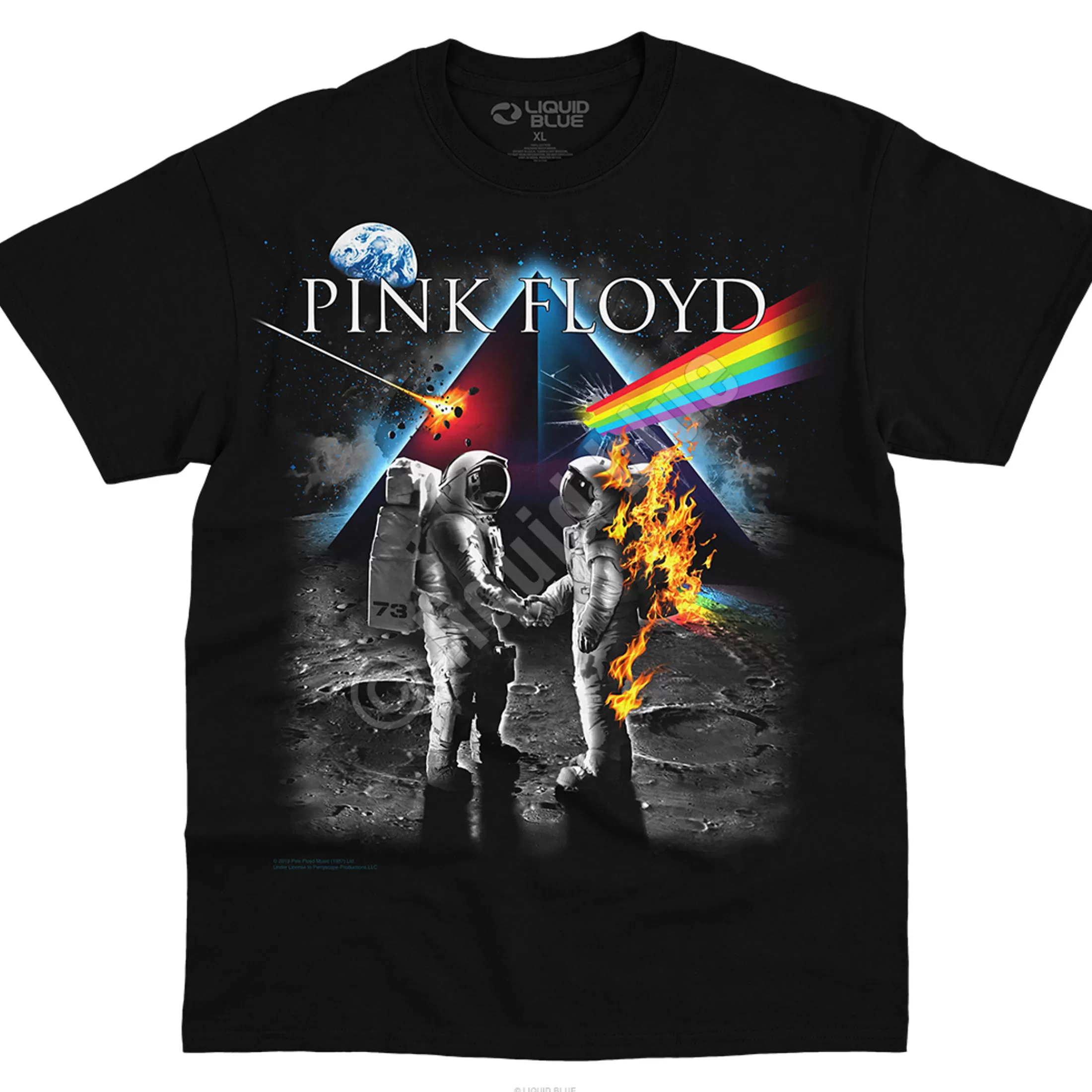 Athletic T-Shirt | Pink Floyd<Liquid Blue Bright Side of the Moon Black T-Shirt