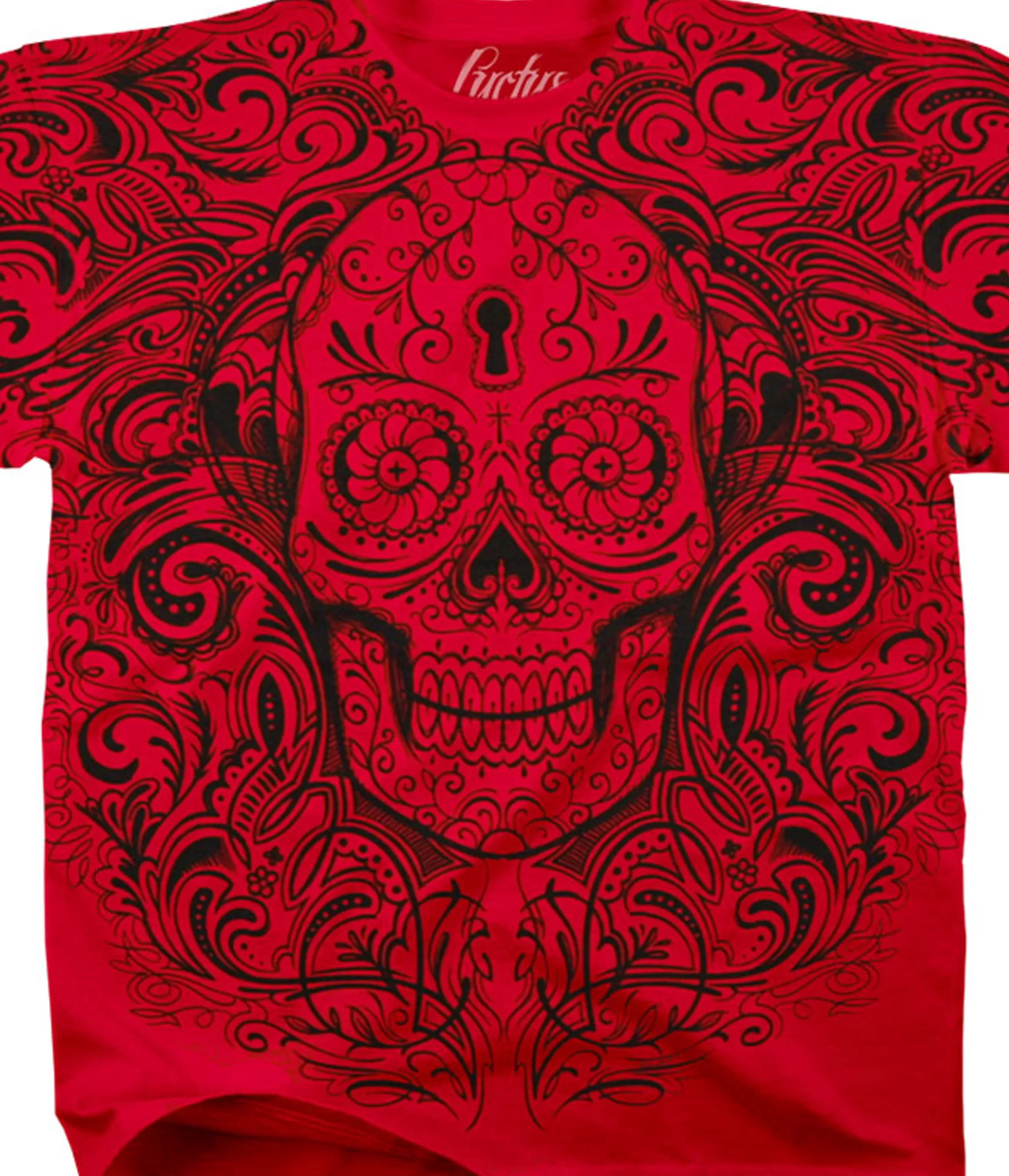 T-Shirt | Luctus<Liquid Blue Calavera Keyhole Red T-Shirt