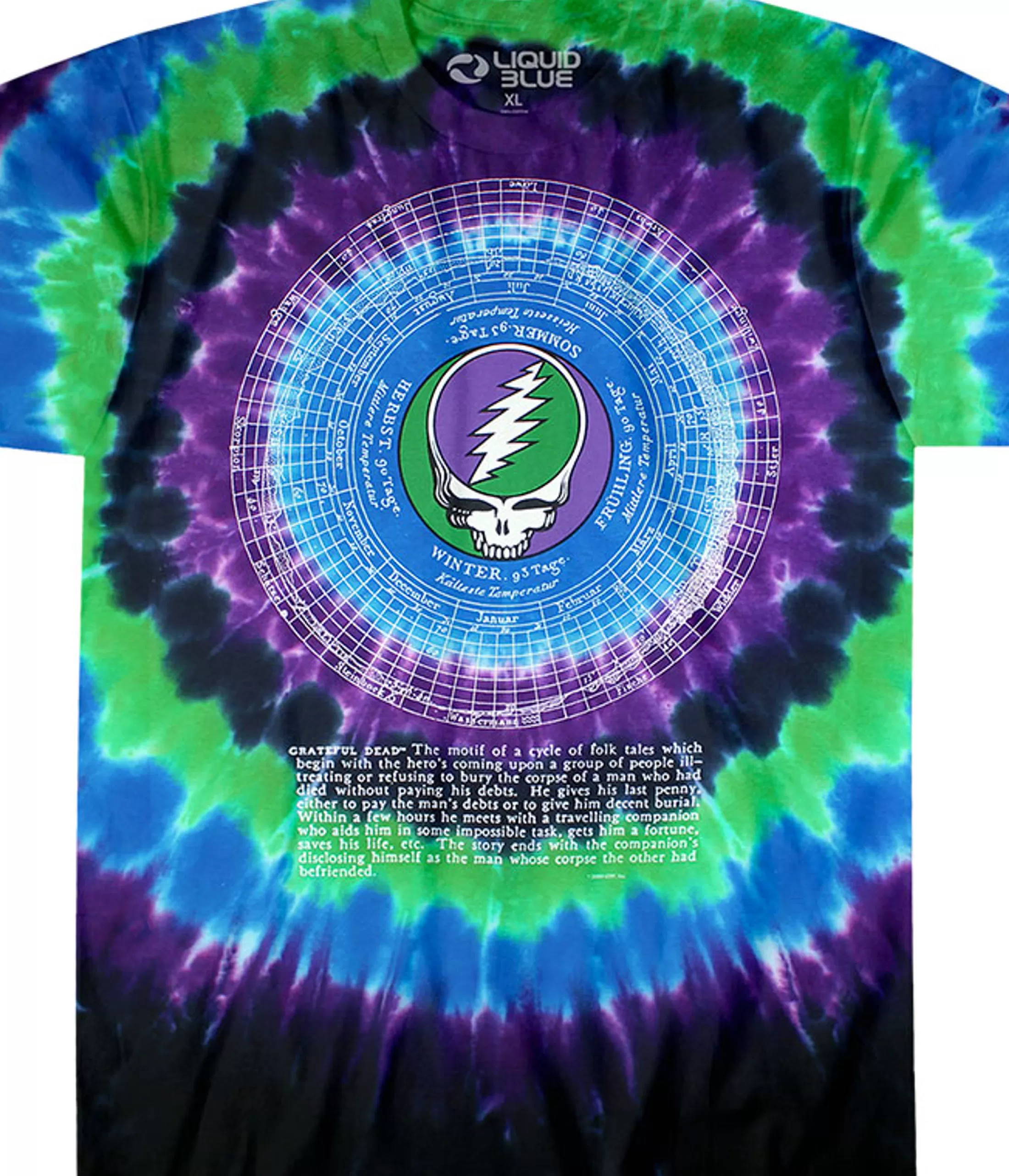 T-Shirt | Grateful Dead<Liquid Blue Calendar Tie-Dye T-Shirt