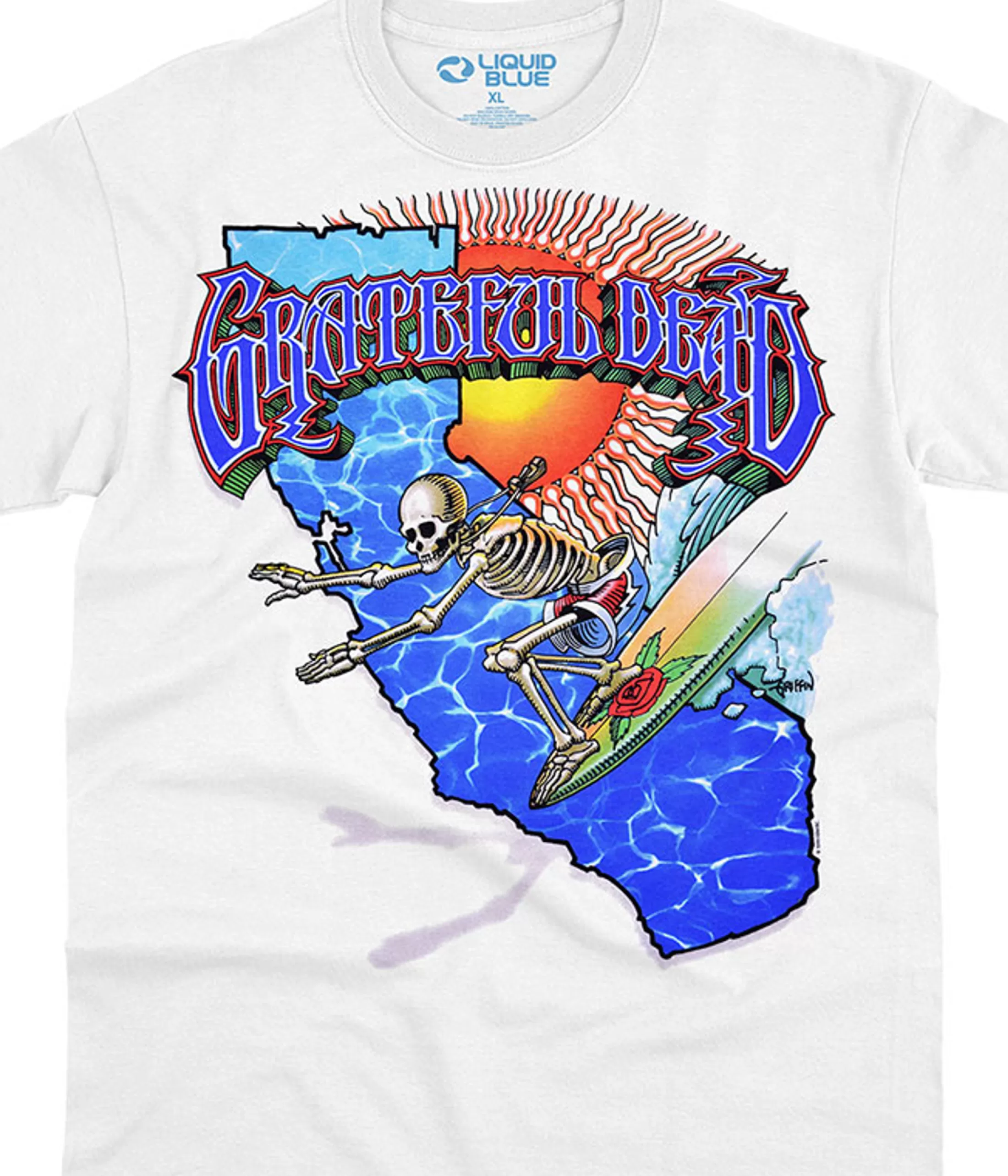 T-Shirt | Grateful Dead<Liquid Blue California Surfer White T-Shirt