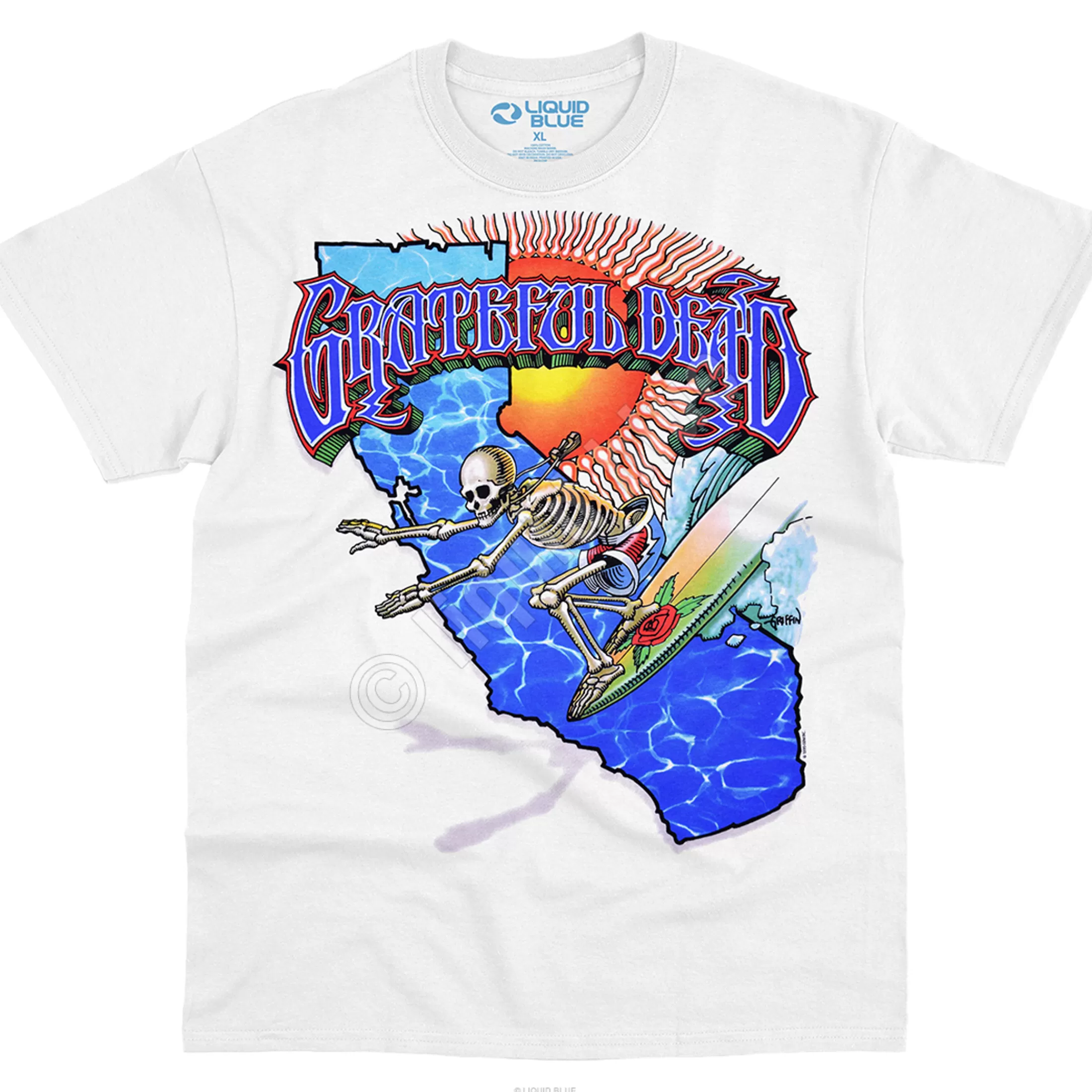 T-Shirt | Grateful Dead<Liquid Blue California Surfer White T-Shirt