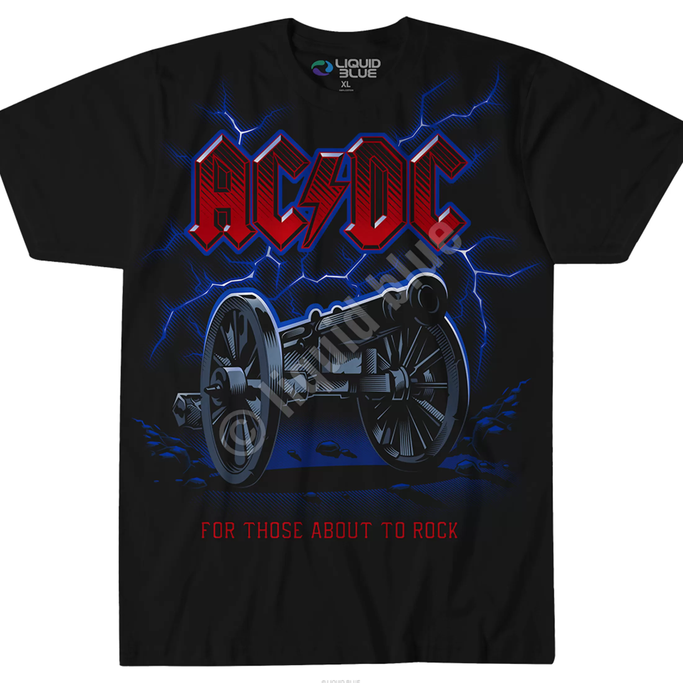 T-Shirt | Ac-Dc<Liquid Blue Cannon Lightning Black T-Shirt