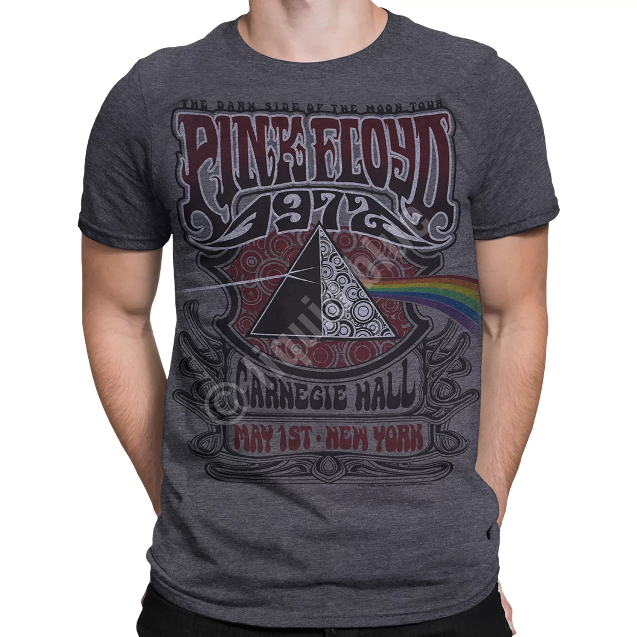 Poly-Cotton T-Shirt | Pink Floyd<Liquid Blue Carnegie Hall Dark Heather Poly-Cotton T-Shirt