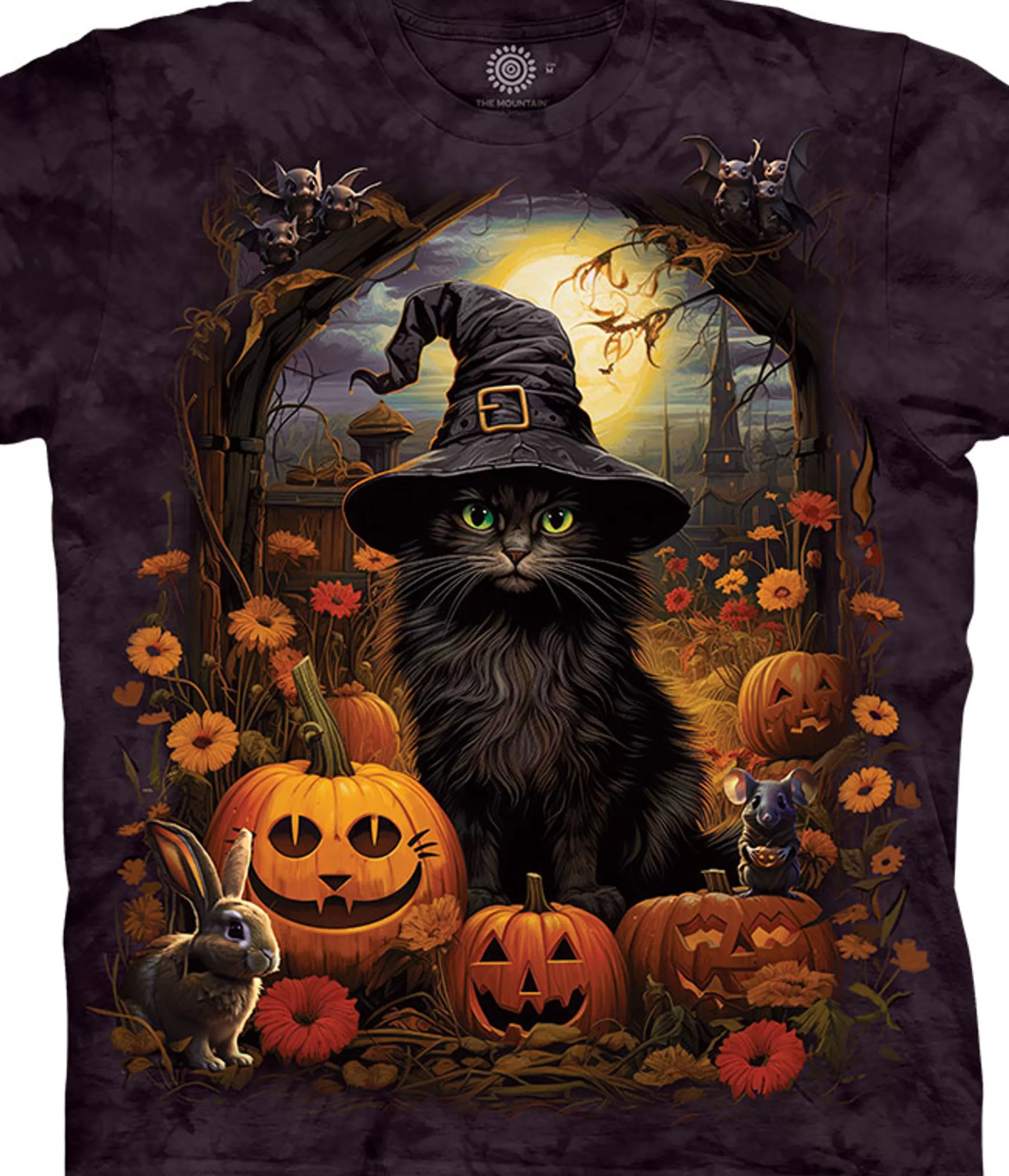 T-Shirt | Halloween<Liquid Blue Cat Witch Classic Cotton T-Shirt