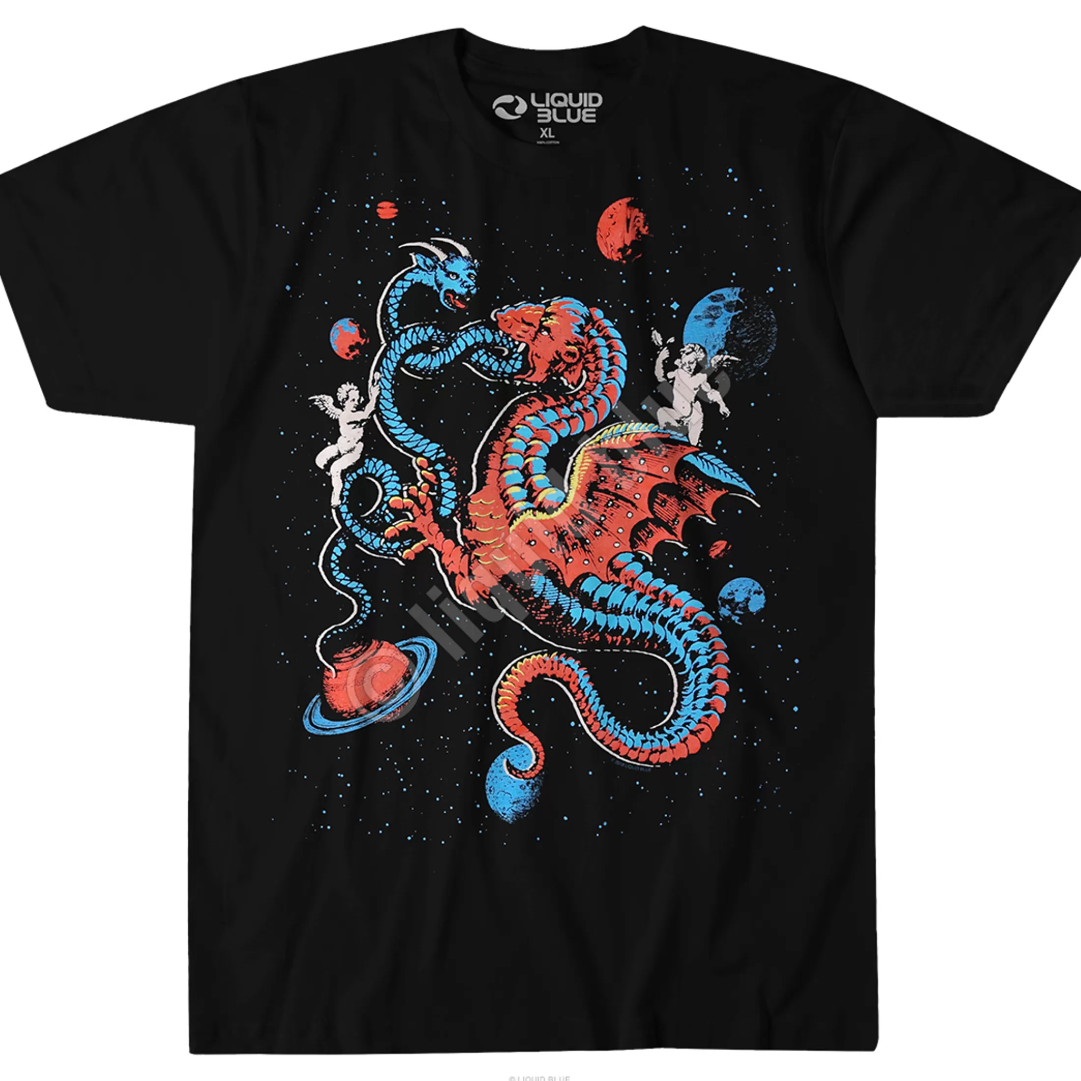 T-Shirt | Light Fantasy<Liquid Blue Celestial Dragons Black T-Shirt