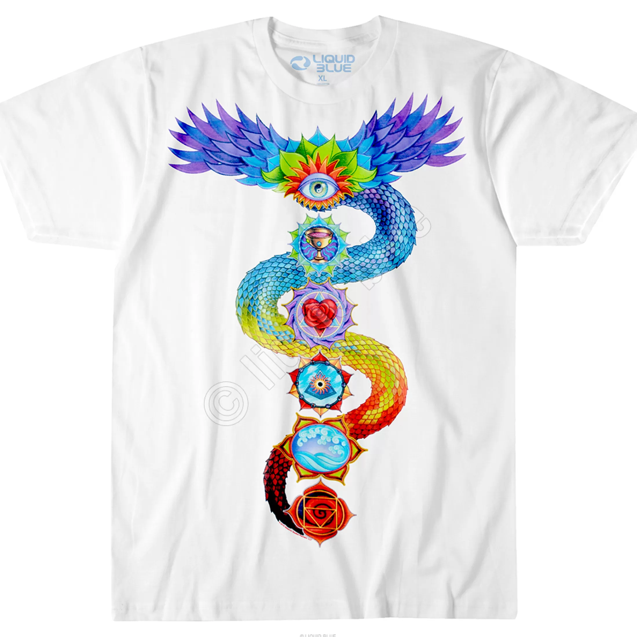 T-Shirt | Light Fantasy<Liquid Blue Chakra White Athletic T-Shirt