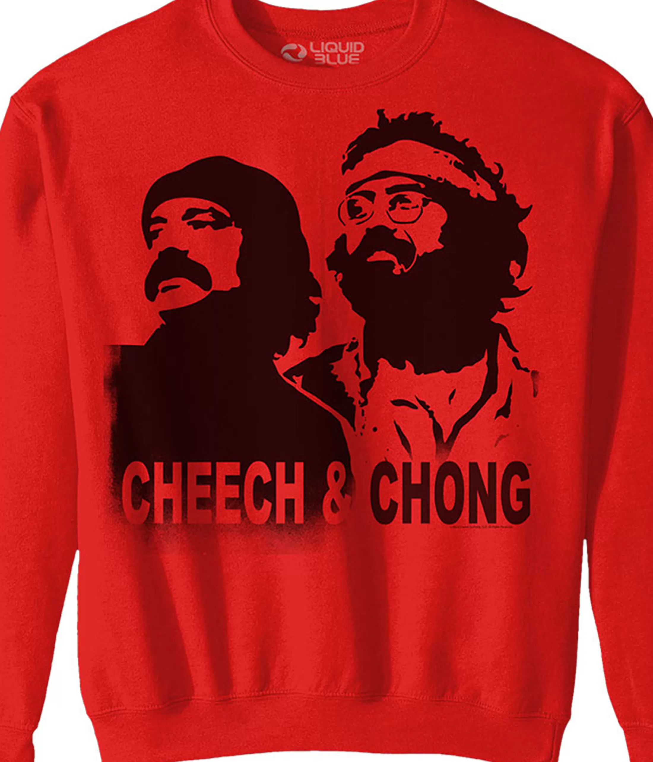 Sweatshirt | Cheech And Chong<Liquid Blue Cheech and Chong Stencil Red Sweatshirt