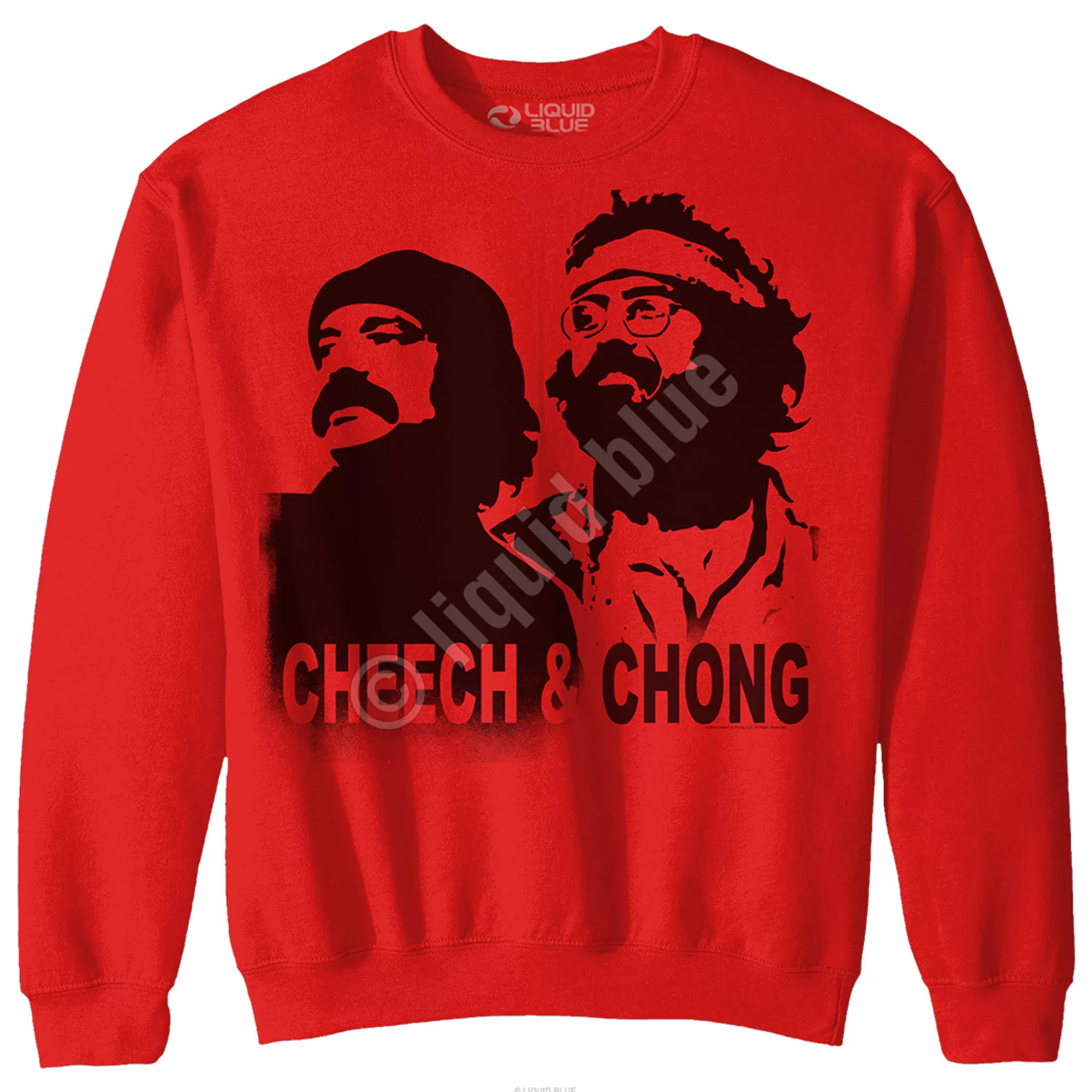 Sweatshirt | Cheech And Chong<Liquid Blue Cheech and Chong Stencil Red Sweatshirt