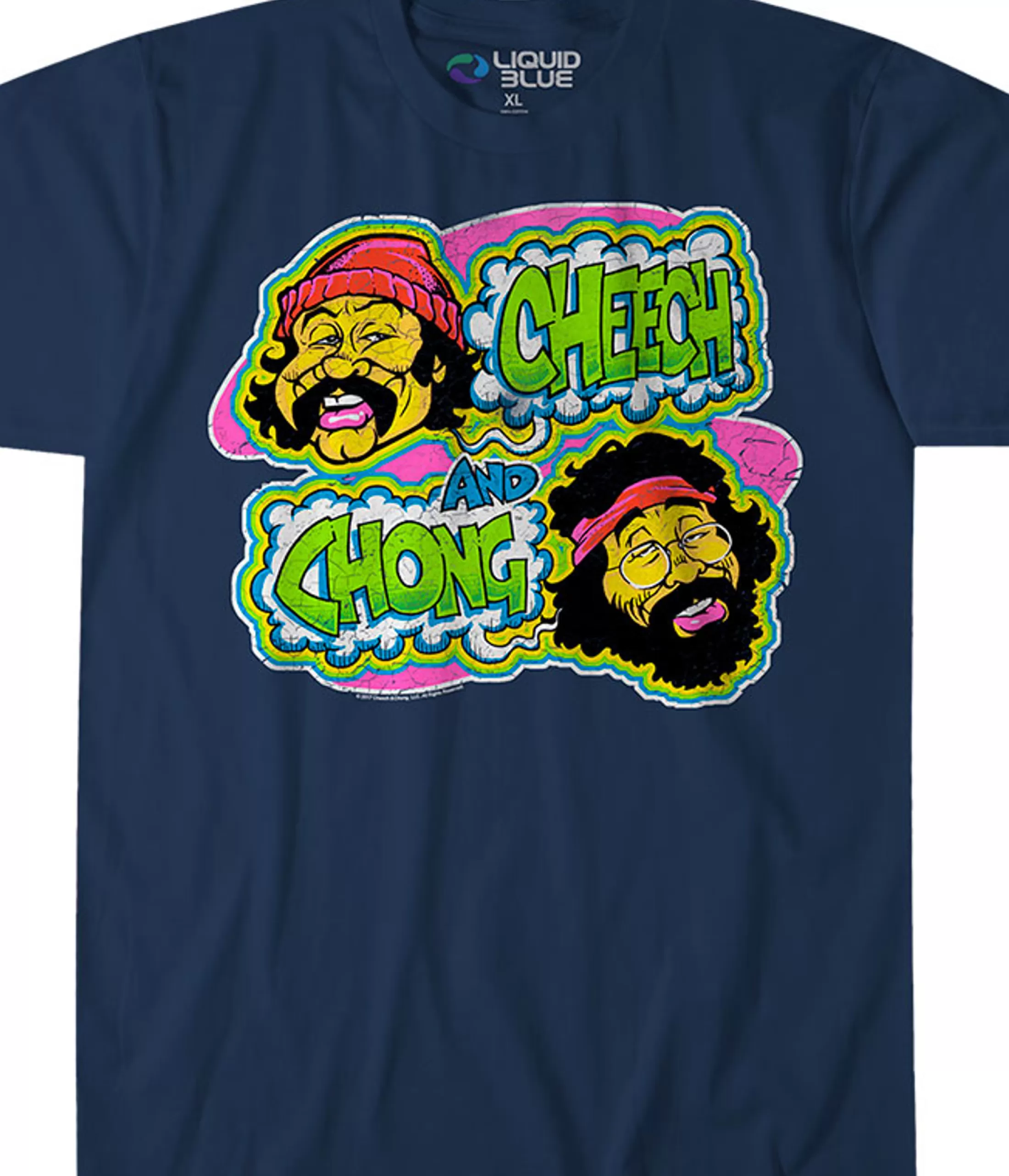 T-Shirt | Cheech And Chong<Liquid Blue Cheech and Chong Transfer Navy T-Shirt