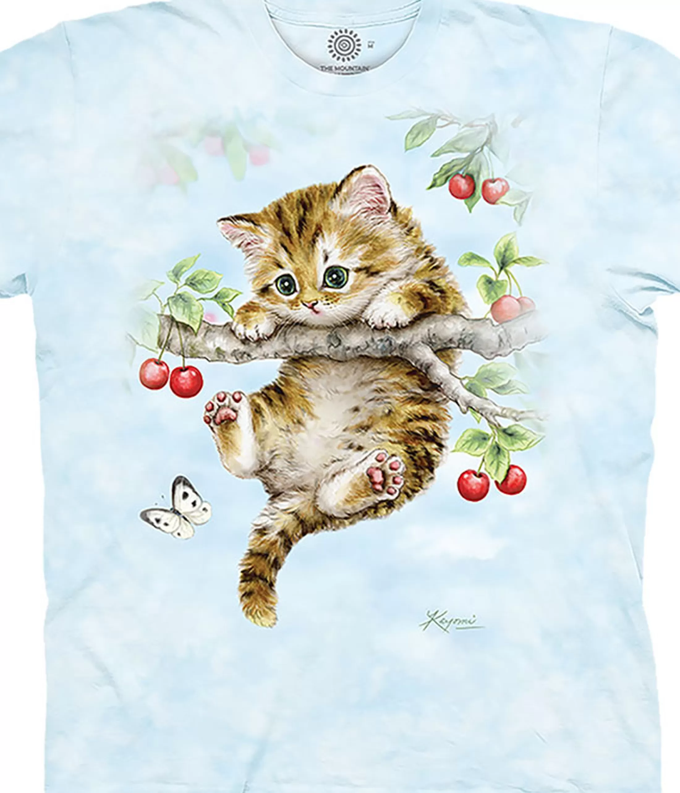 T-Shirt | Pets<Liquid Blue Cherry Kitten Classic Cotton T-Shirt