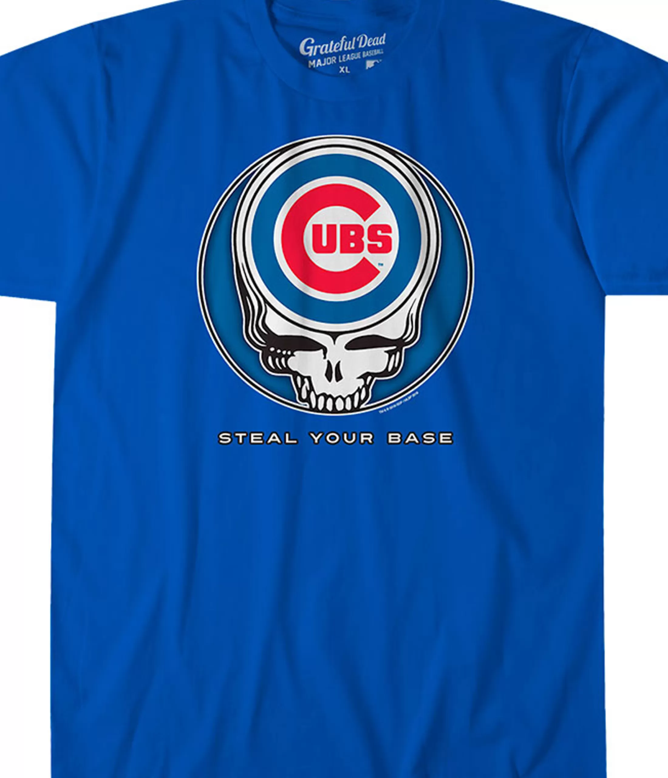 Athletic T-Shirt | Chicago Cubs<Liquid Blue Chicago Cubs Steal Your Base Blue Athletic T-Shirt