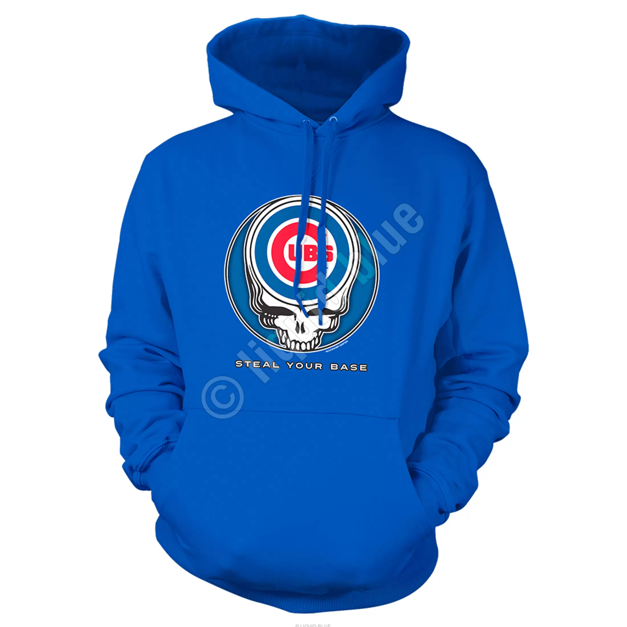 Hoodie | Chicago Cubs<Liquid Blue Chicago Cubs Steal Your Base Blue Hoodie