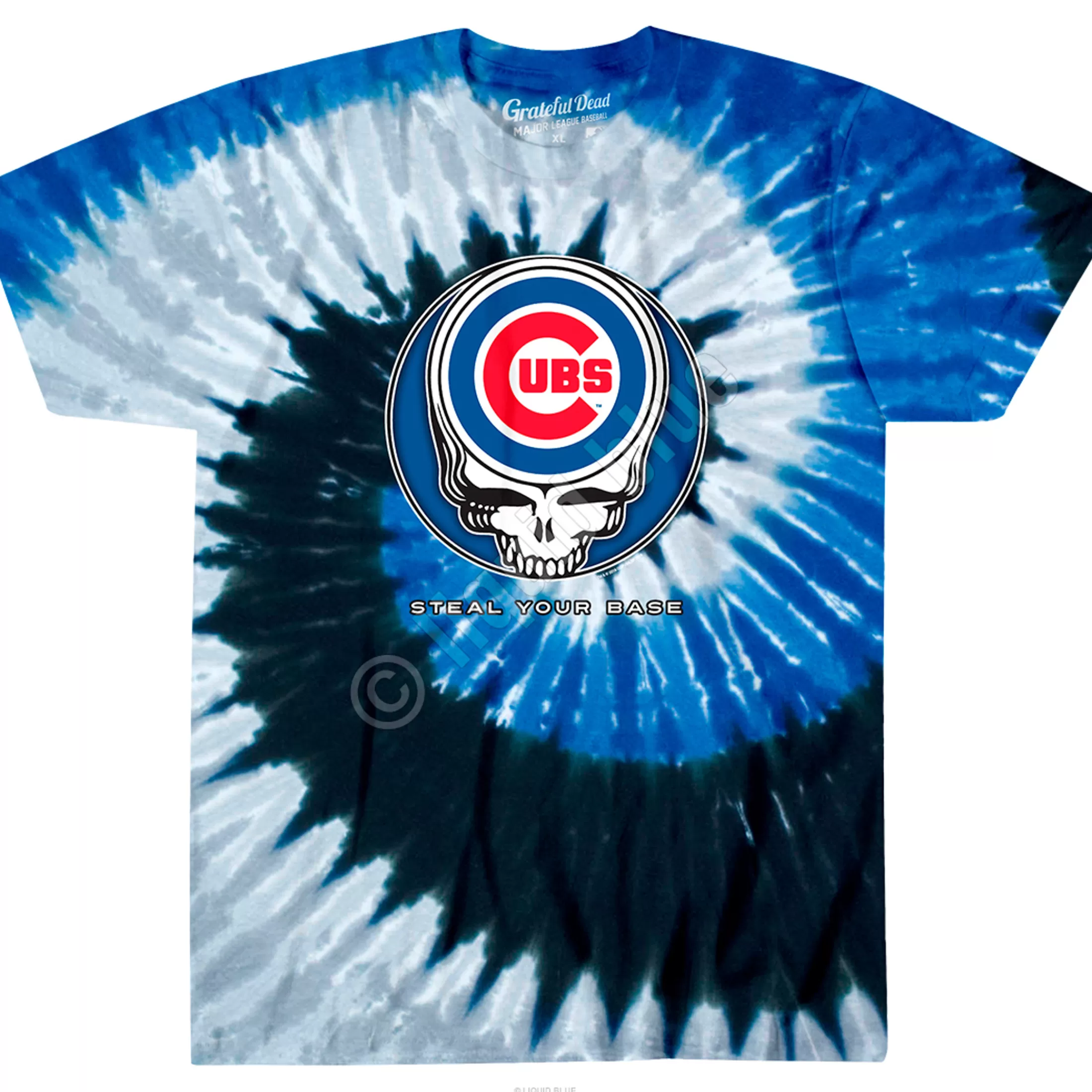 T-Shirt | Chicago Cubs<Liquid Blue Chicago Cubs Steal Your Base Tie-Dye T-Shirt