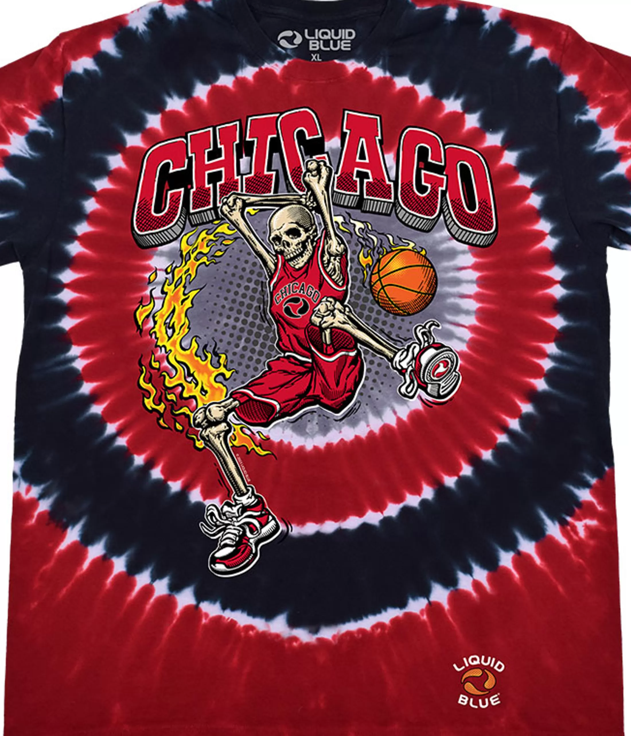 T-Shirt | Basketball<Liquid Blue Chicago Dunker Basketball Skeleton Tie-Dye T-Shirt