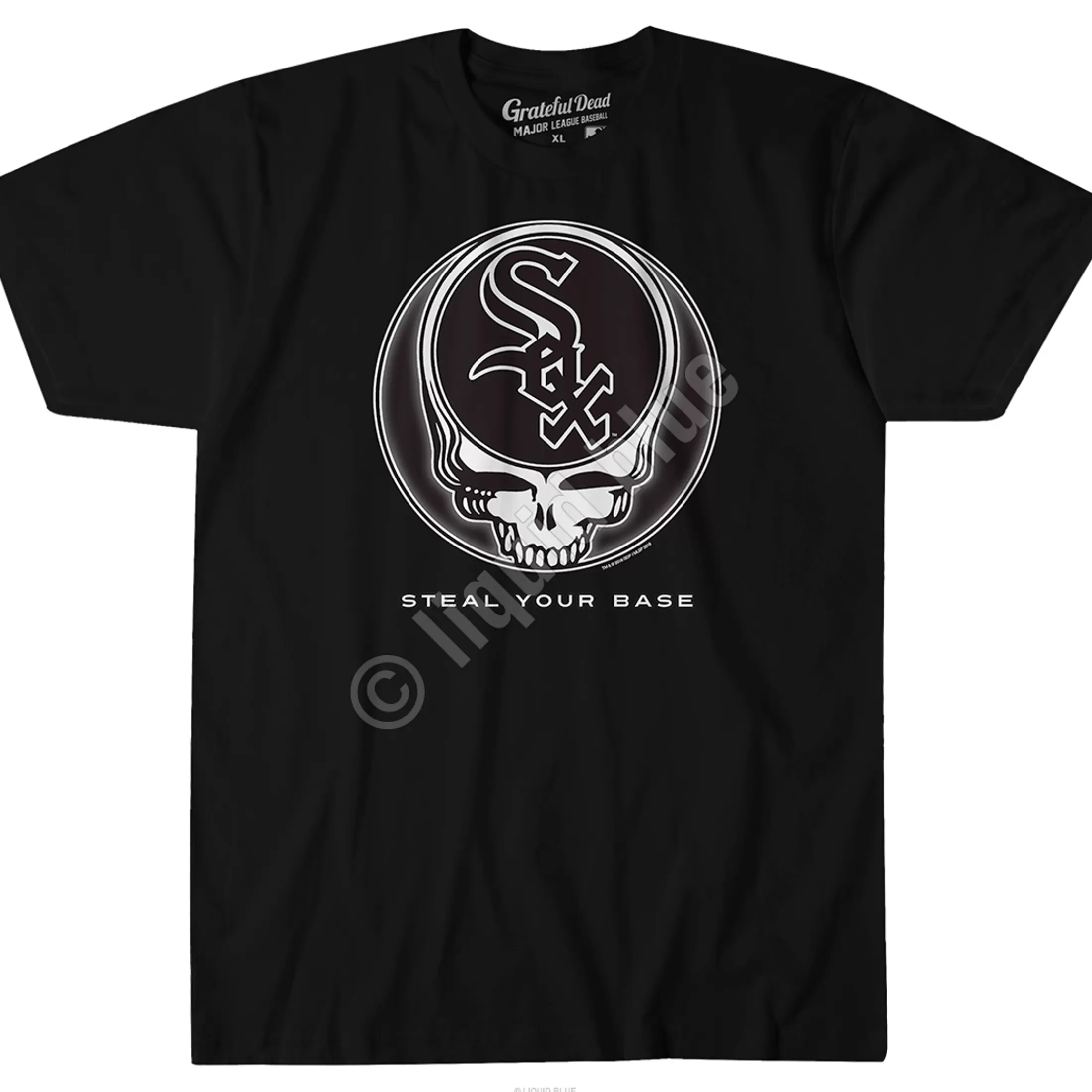 Athletic T-Shirt | Chicago White Sox<Liquid Blue Chicago White Sox Steal Your Base Black Athletic T-Shirt