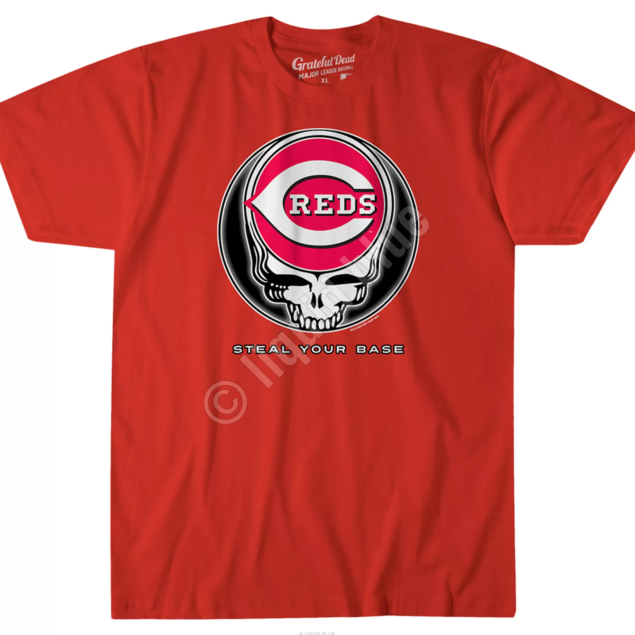 Athletic T-Shirt | Cincinnati Reds<Liquid Blue Cincinnati Reds Steal Your Base Red Athletic T-Shirt