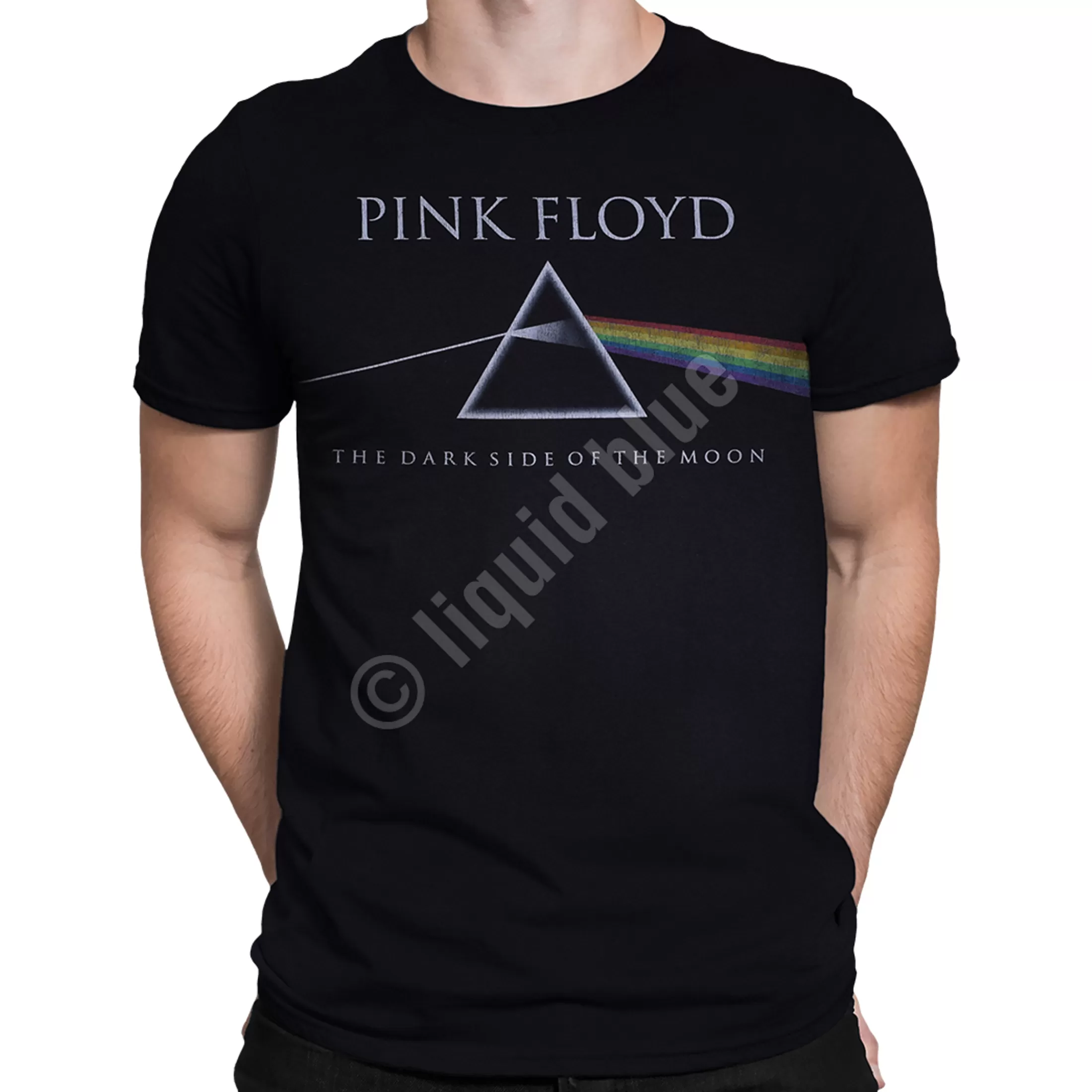 Poly-Cotton T-Shirt | Pink Floyd<Liquid Blue Classic Floyd Black Poly-Cotton T-Shirt