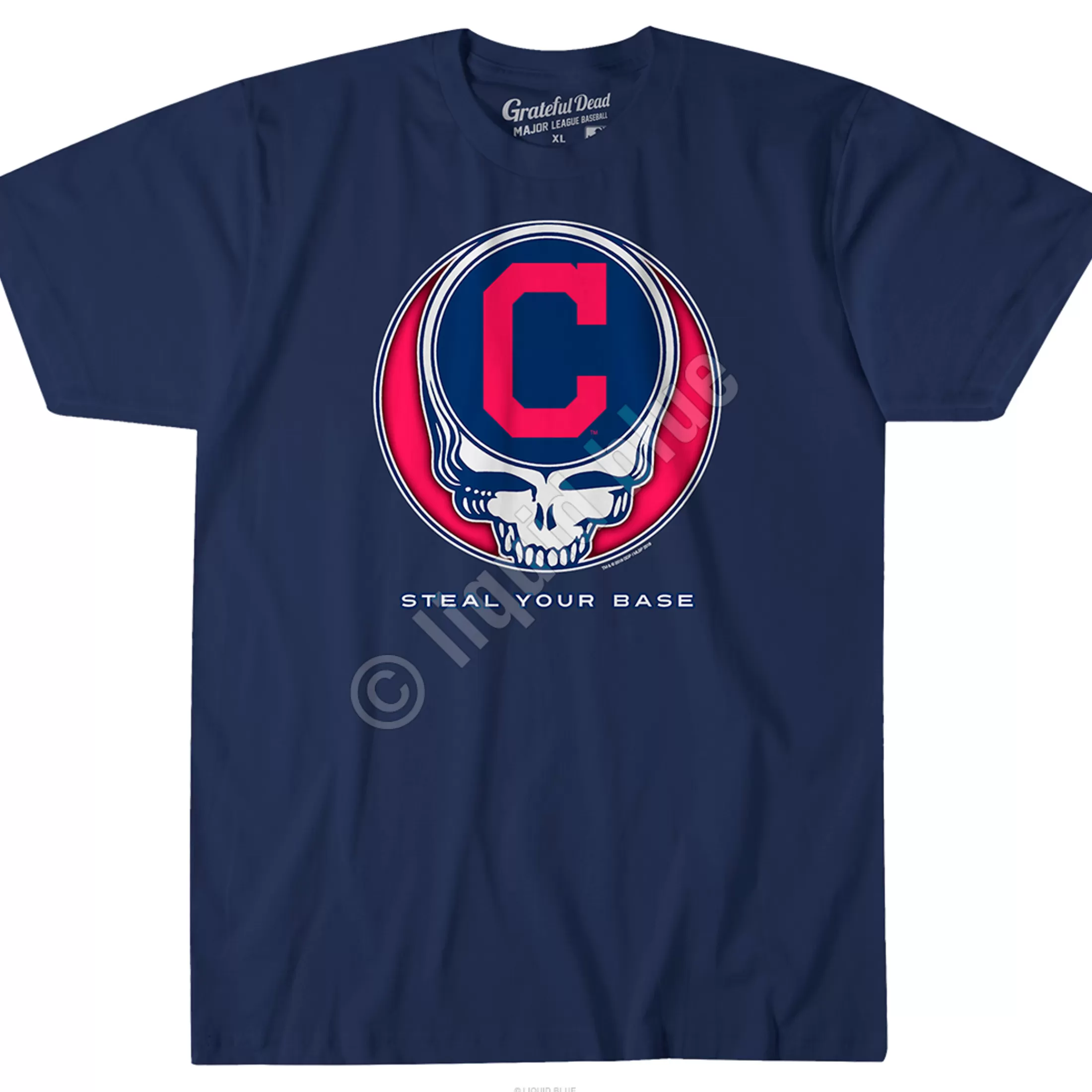 Athletic T-Shirt | Cleveland Guardians<Liquid Blue Cleveland Guardians Steal Your Base Navy Athletic T-Shirt