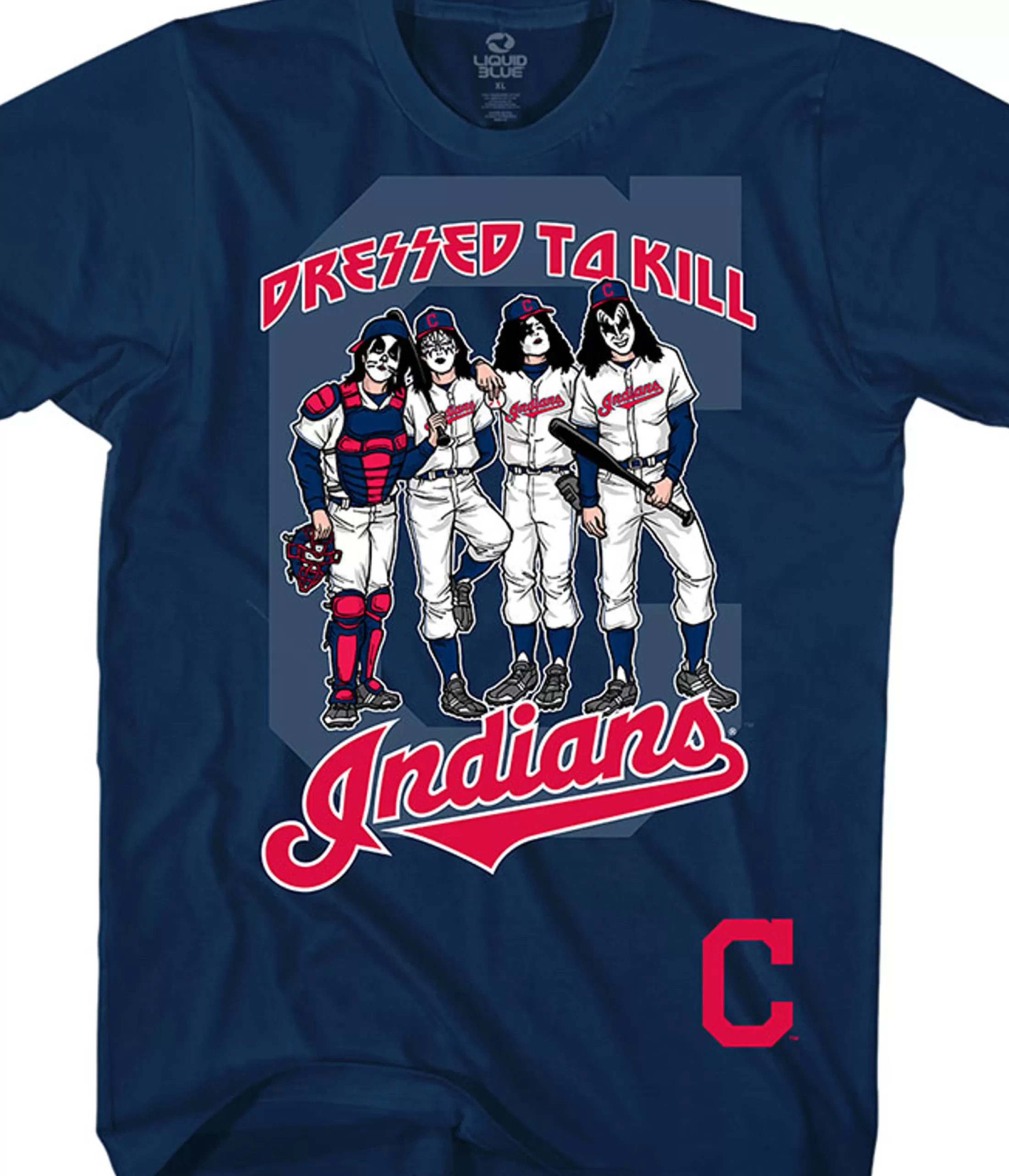 T-Shirt | Cleveland Guardians<Liquid Blue Cleveland Indians Dressed to Kill Navy T-Shirt