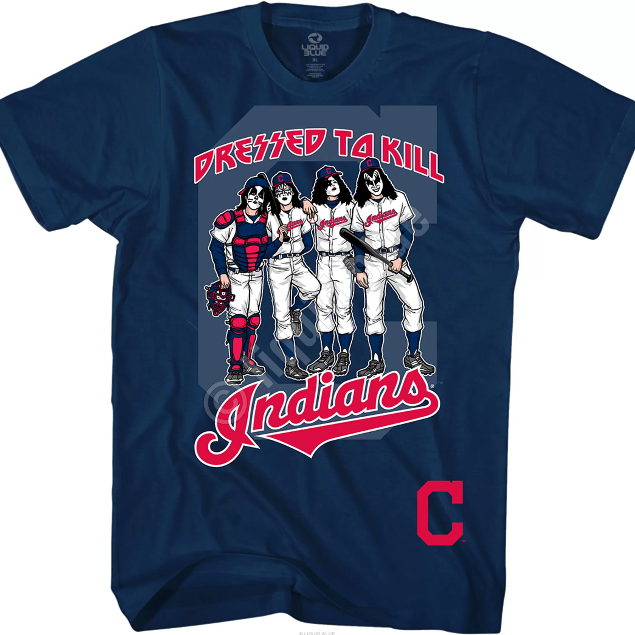 T-Shirt | Cleveland Guardians<Liquid Blue Cleveland Indians Dressed to Kill Navy T-Shirt