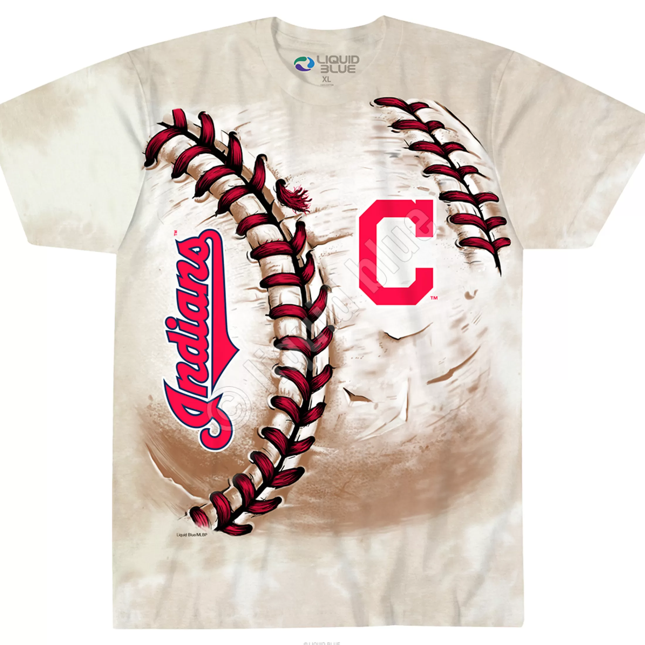 T-Shirt | Cleveland Guardians<Liquid Blue Cleveland Indians Hardball Tie-Dye T-Shirt