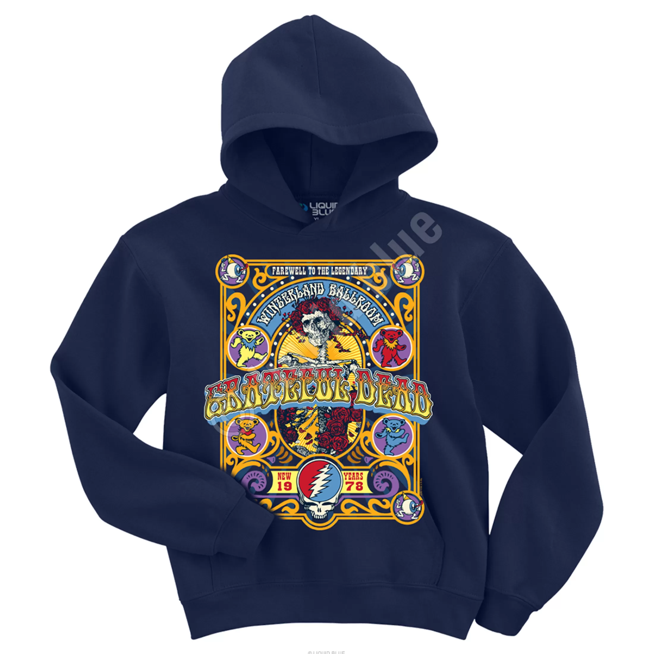 Hoodie | Grateful Dead<Liquid Blue Closing Of Winterland Navy Hoodie