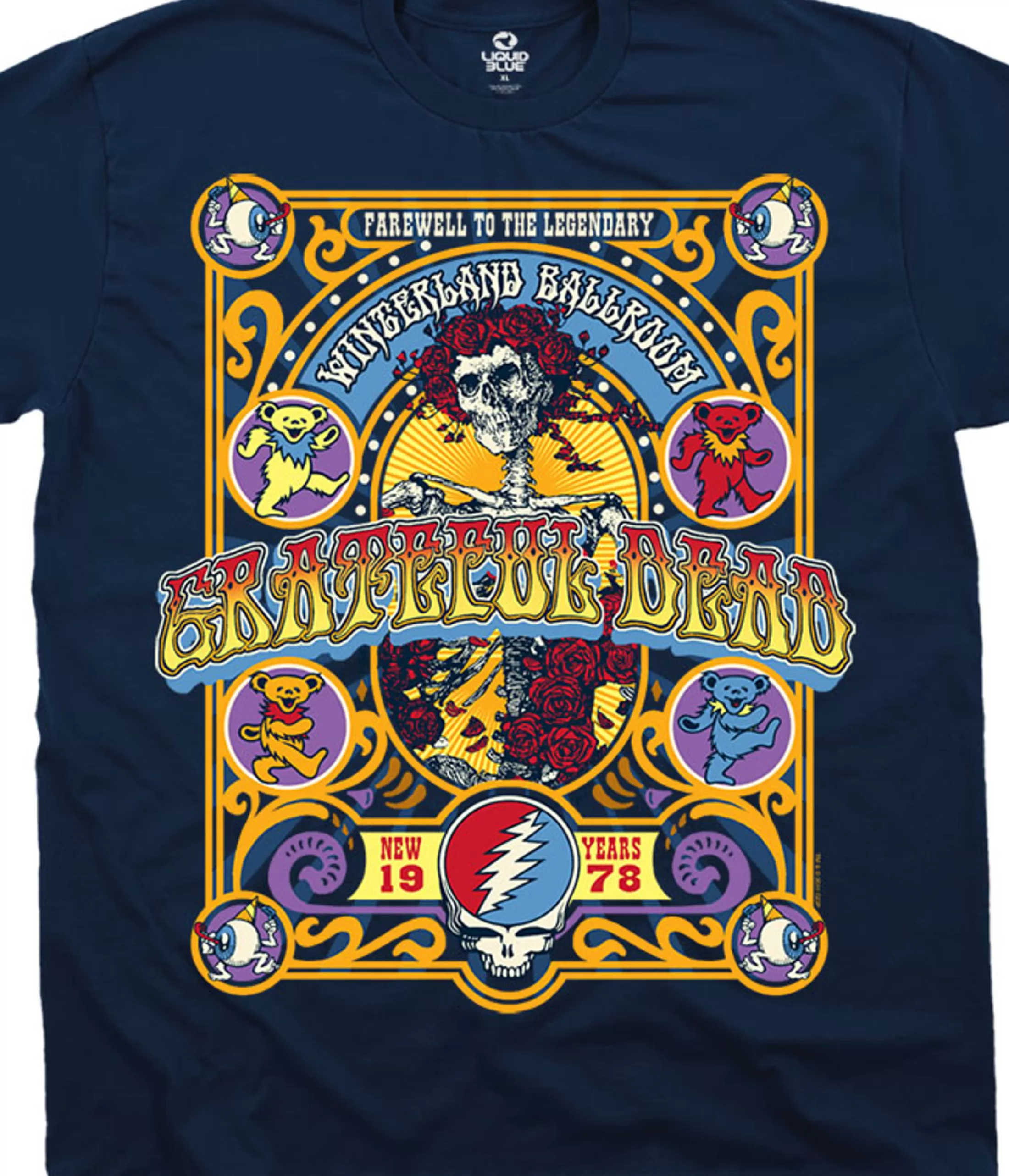 T-Shirt | Grateful Dead<Liquid Blue Closing Of Winterland Navy T-Shirt