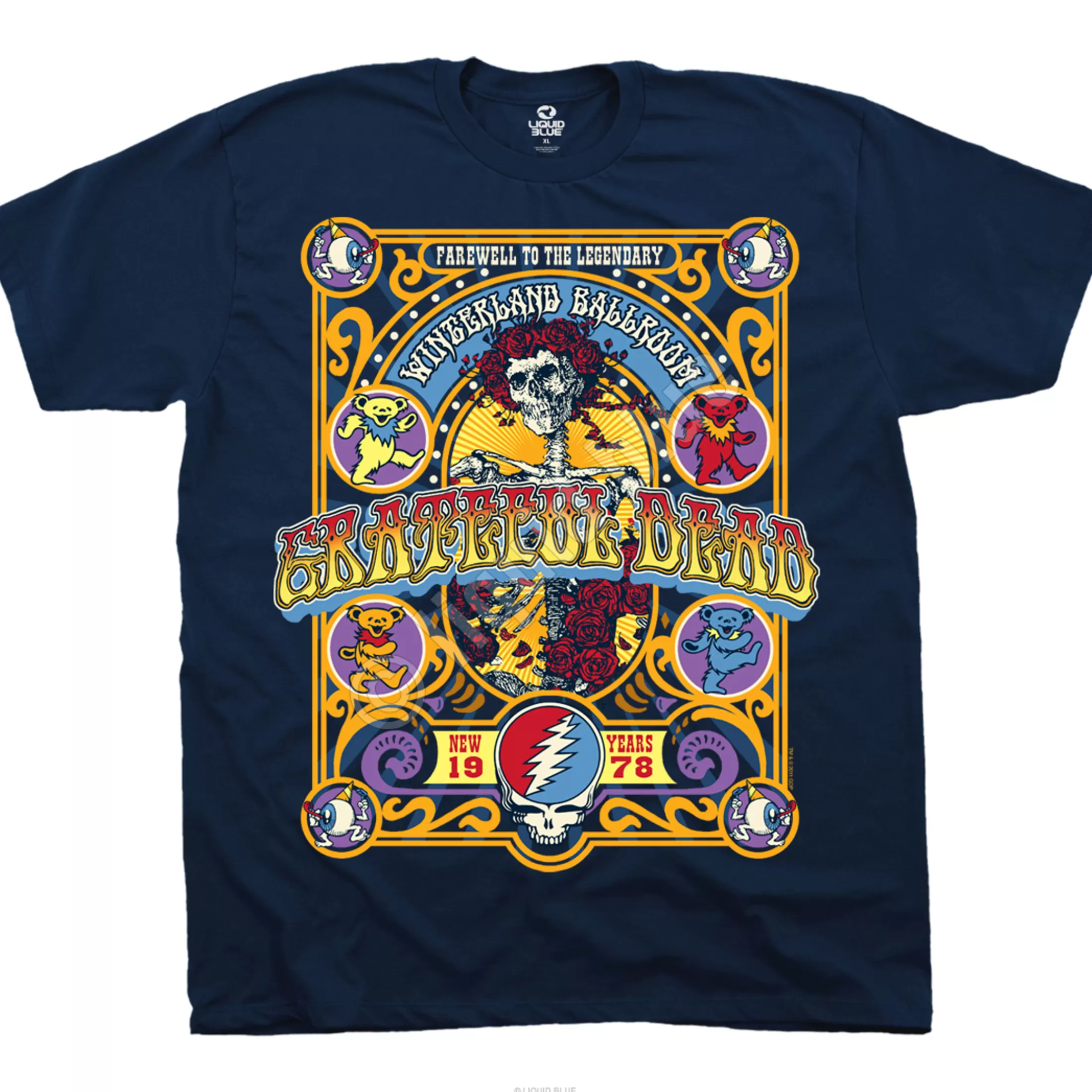 T-Shirt | Grateful Dead<Liquid Blue Closing Of Winterland Navy T-Shirt