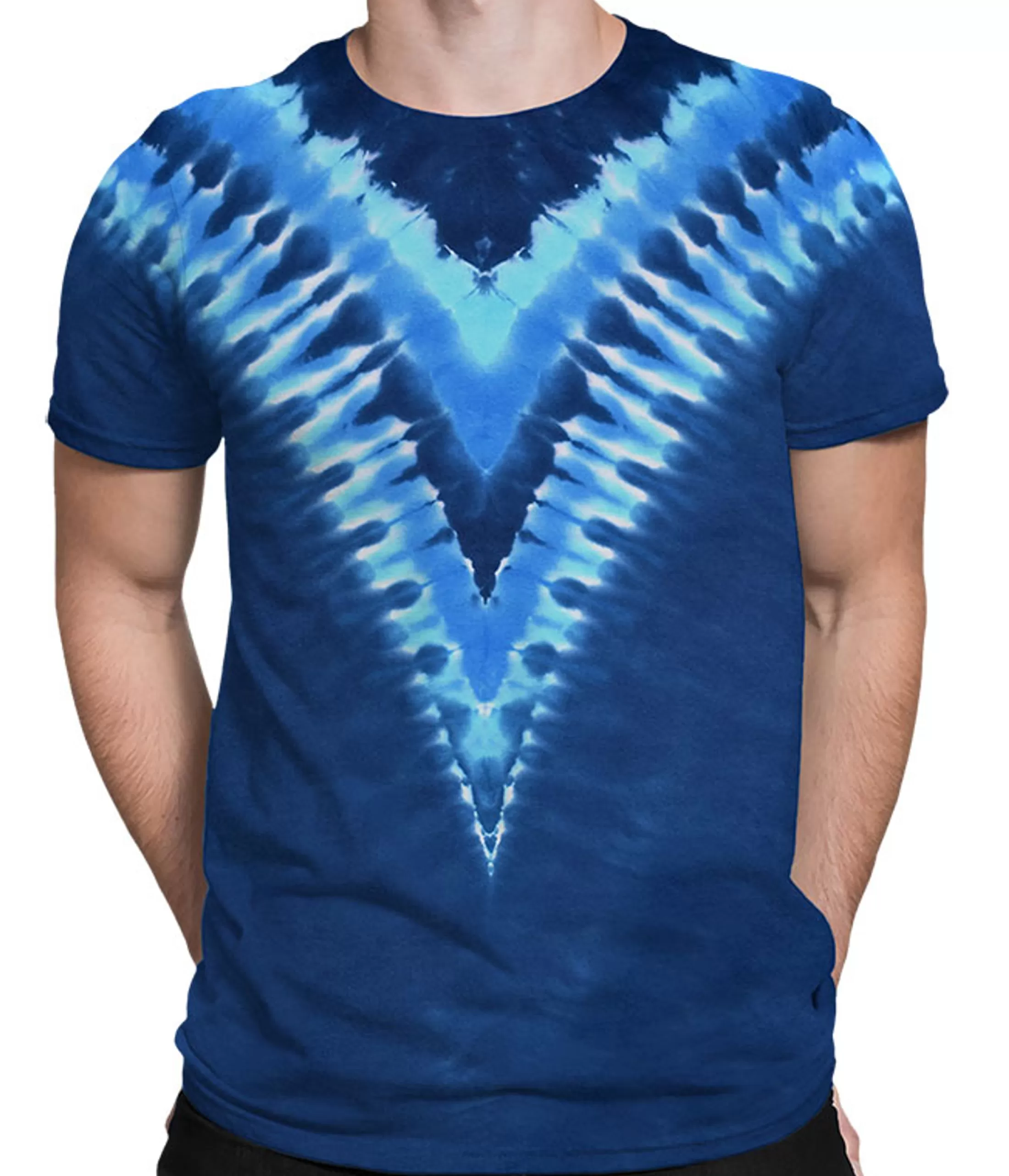 Unprinted Tie-Dyes | Unprinted Tie-Dye<Liquid Blue Cool Blue V Unprinted Tie-Dye T-Shirt