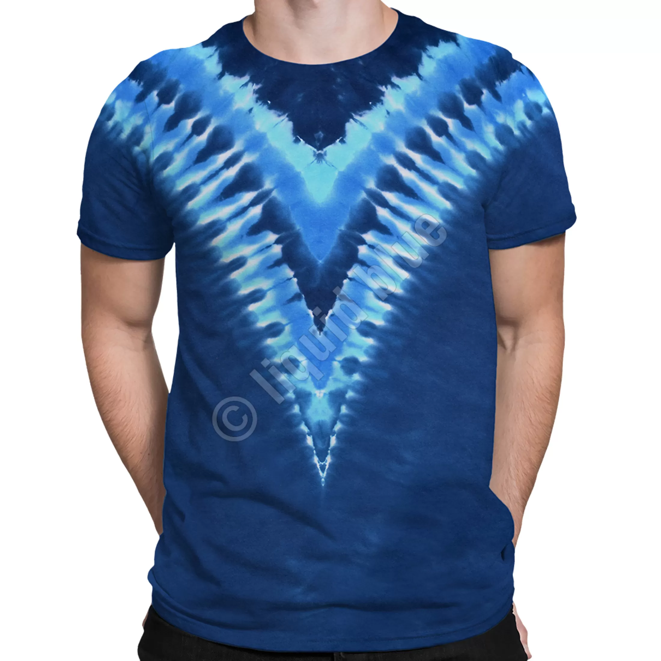 Unprinted Tie-Dyes | Unprinted Tie-Dye<Liquid Blue Cool Blue V Unprinted Tie-Dye T-Shirt