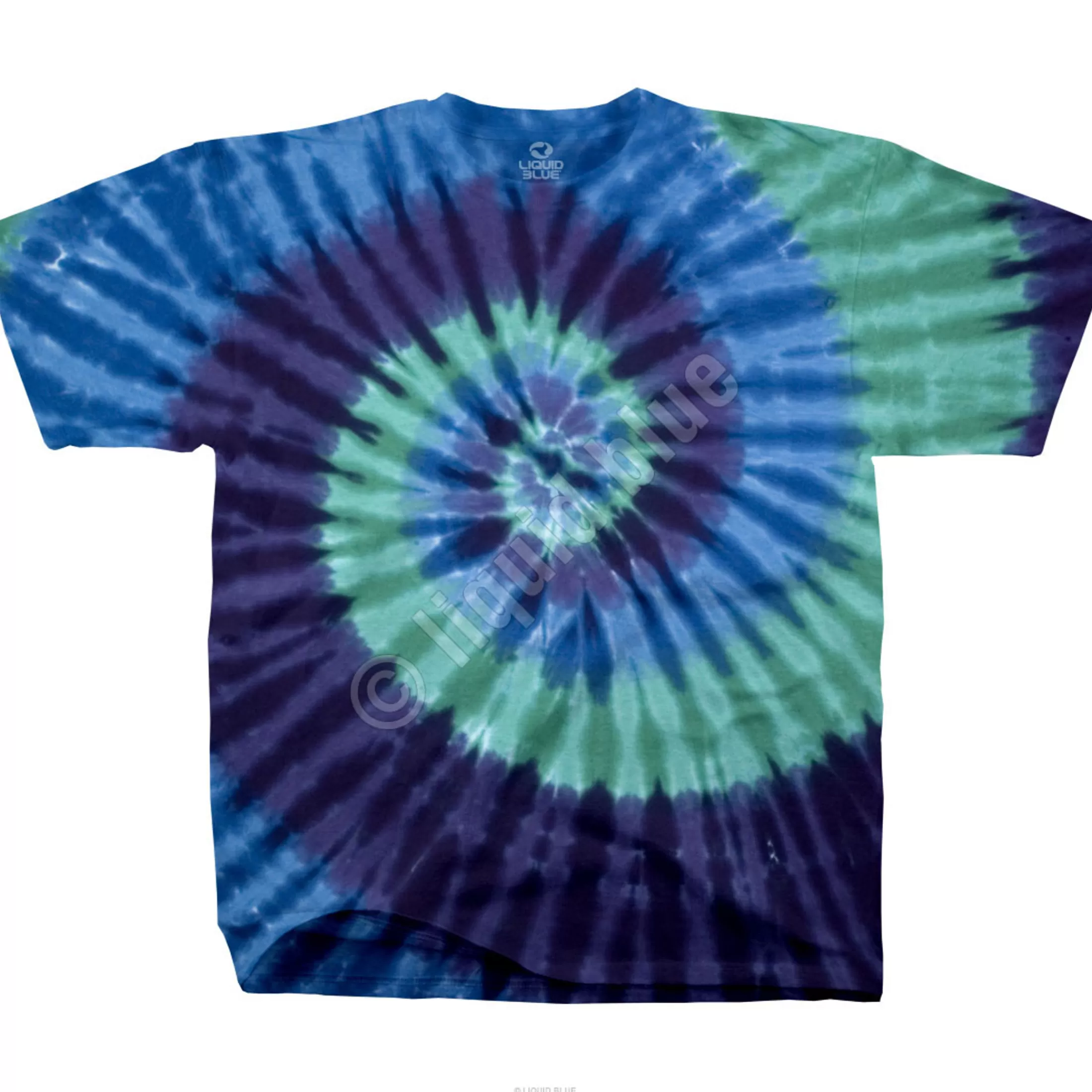 Unprinted Tie-Dyes | Unprinted Tie-Dye<Liquid Blue Cool Spiral Unprinted Tie-Dye T-Shirt