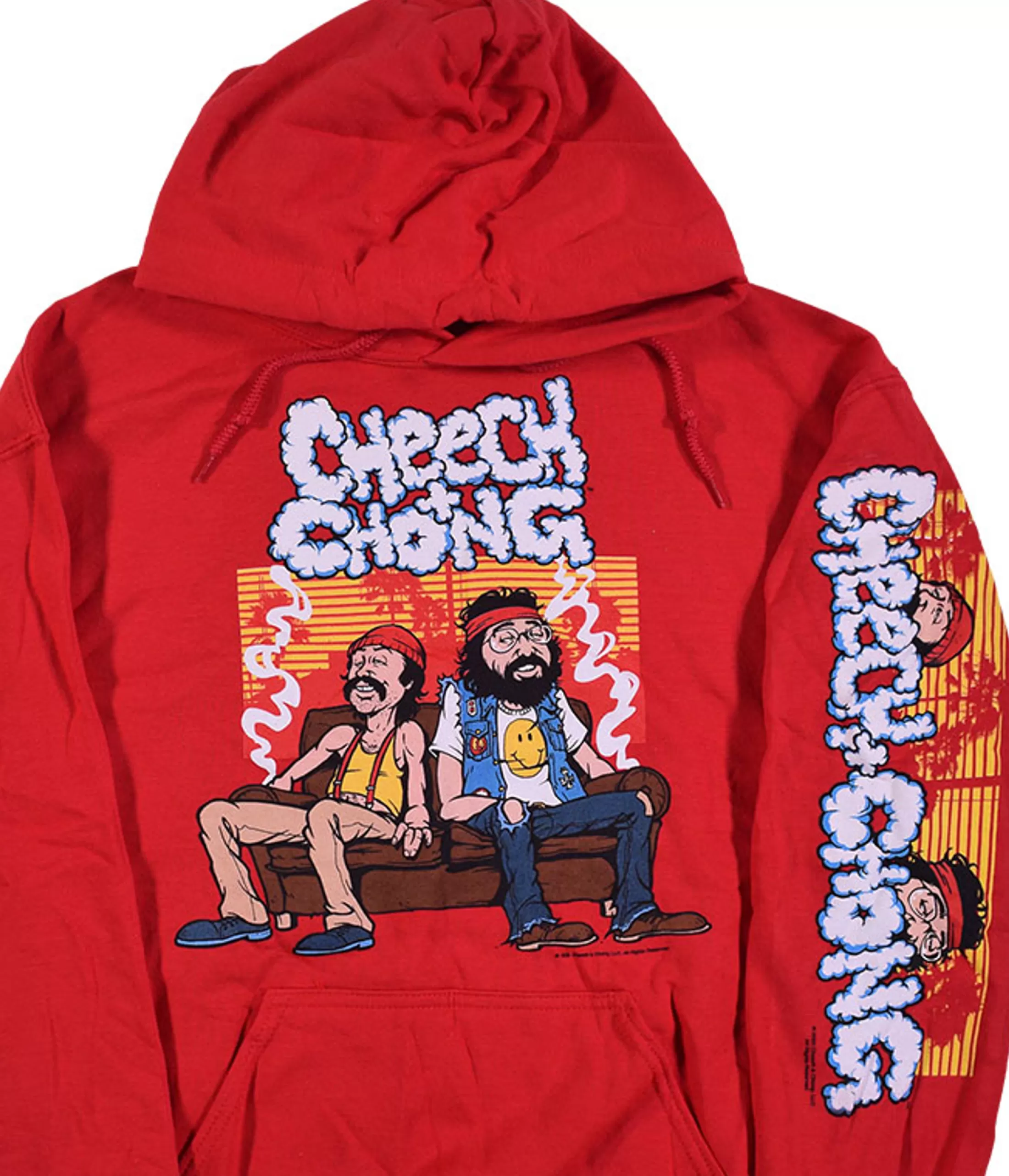 Hoodie | Cheech And Chong<Liquid Blue Couch Locked Red Sleeve Printed Hoodie