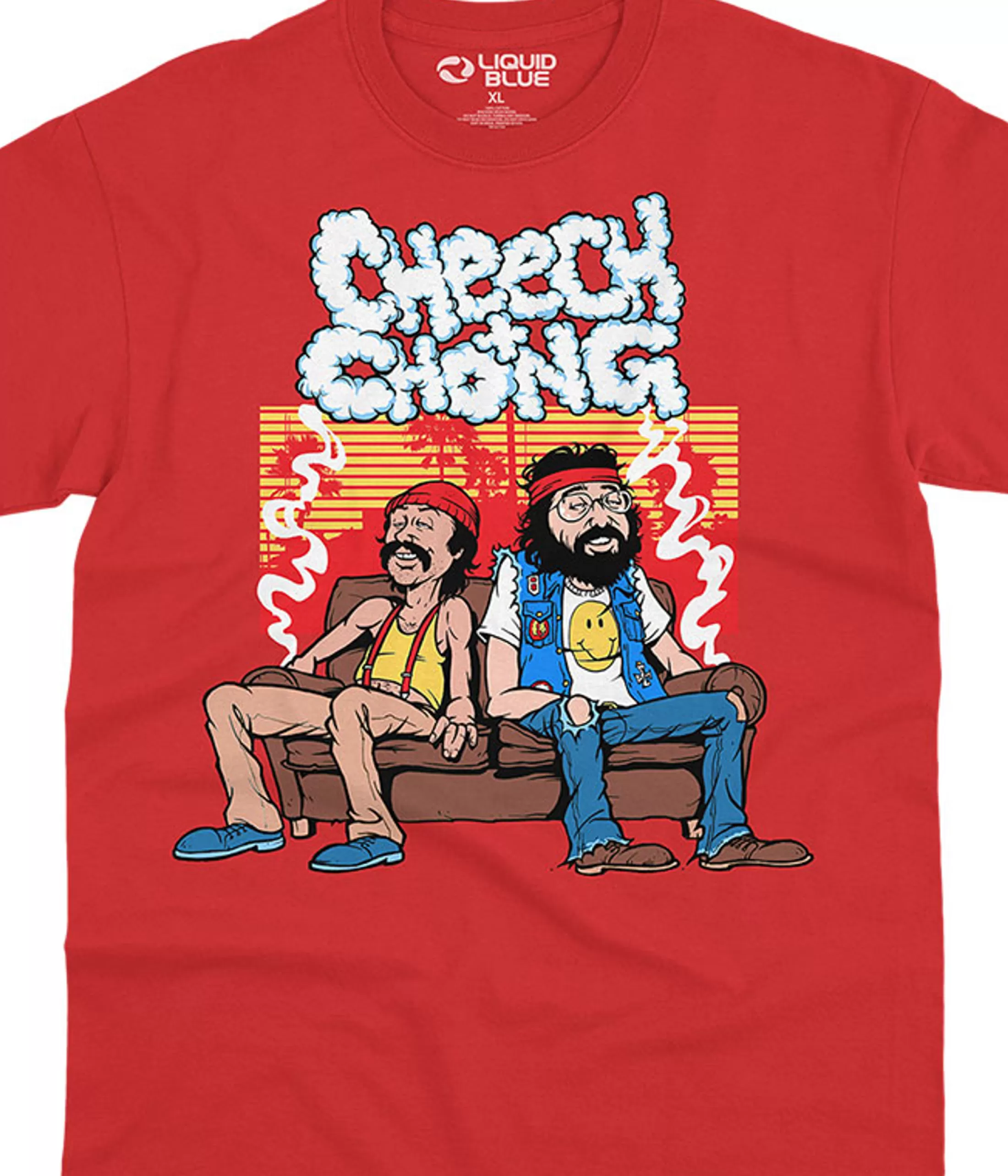 T-Shirt | Cheech And Chong<Liquid Blue Couch Locked Red T-Shirt