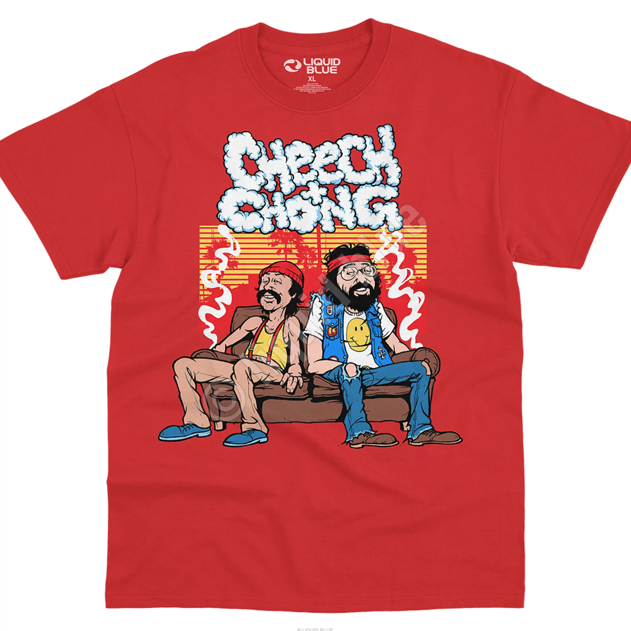 T-Shirt | Cheech And Chong<Liquid Blue Couch Locked Red T-Shirt