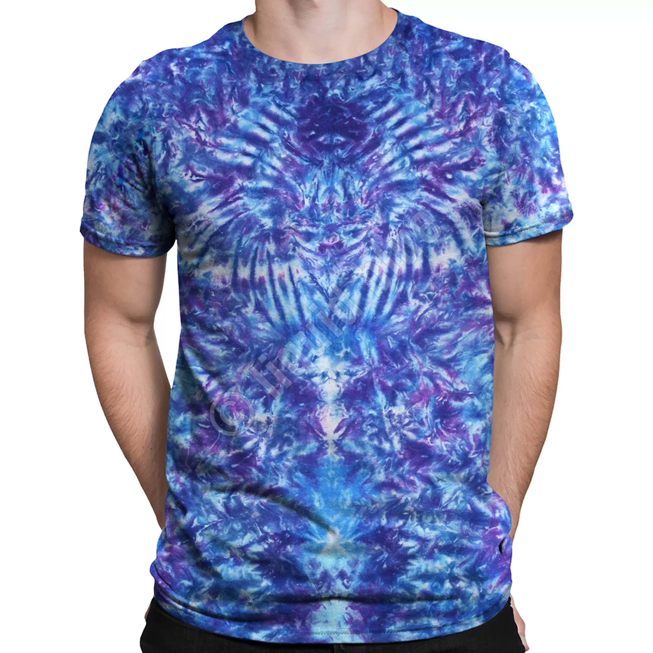 Unprinted Tie-Dyes | Unprinted Tie-Dye<Liquid Blue Crazy Blue Krinkle Unprinted Tie-Dye T-Shirt