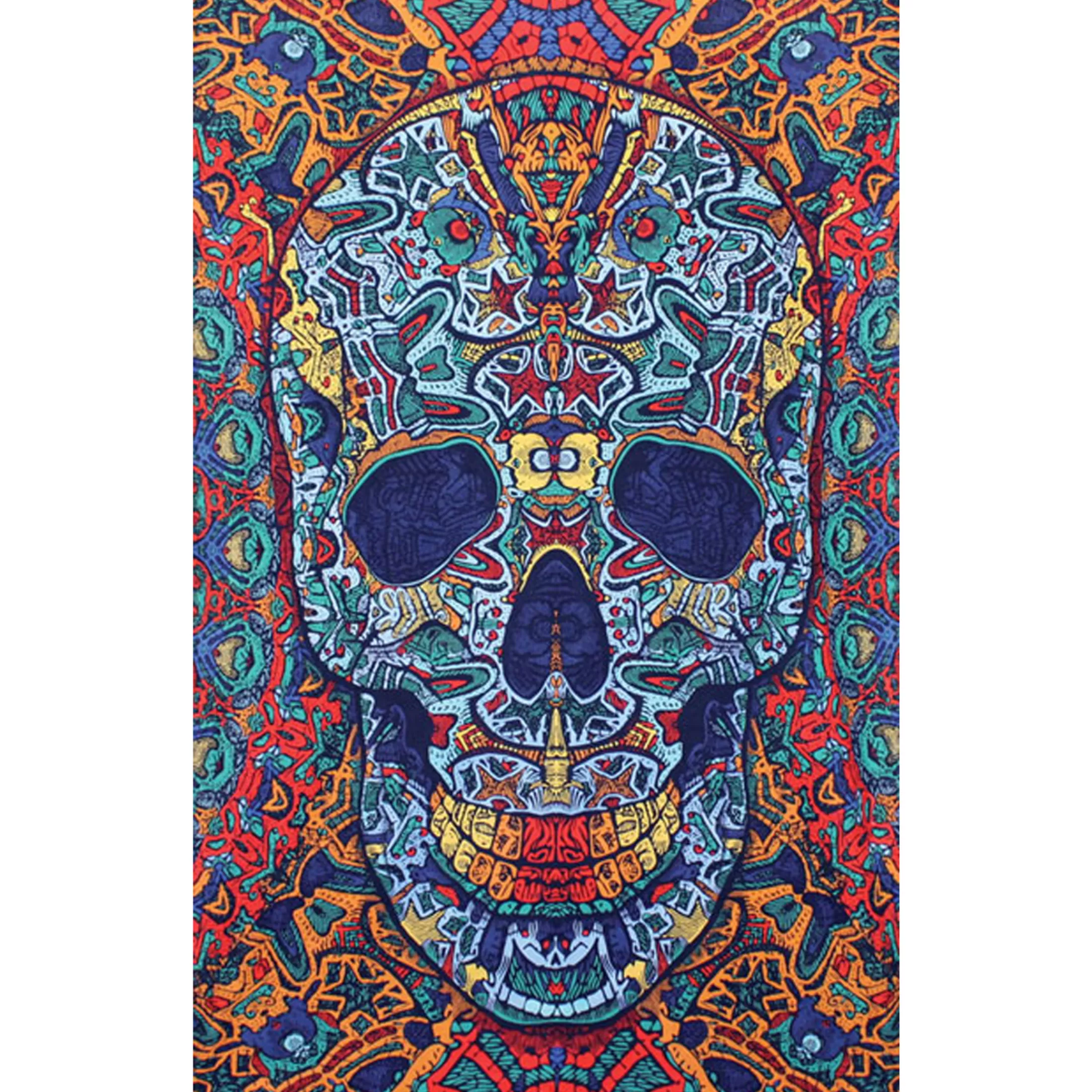 Skulls<Liquid Blue 3D Skull Tapestry