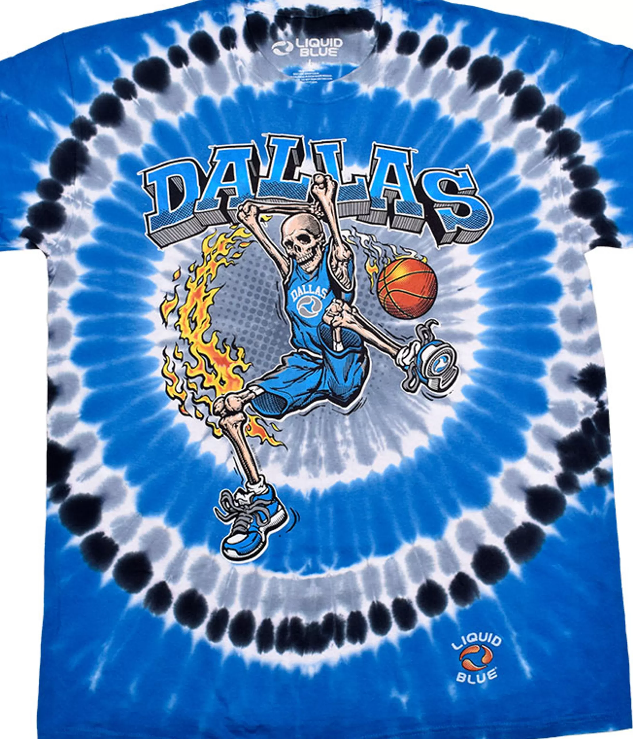 T-Shirt | Basketball<Liquid Blue Dallas Dunker Basketball Skeleton Tie-Dye T-Shirt