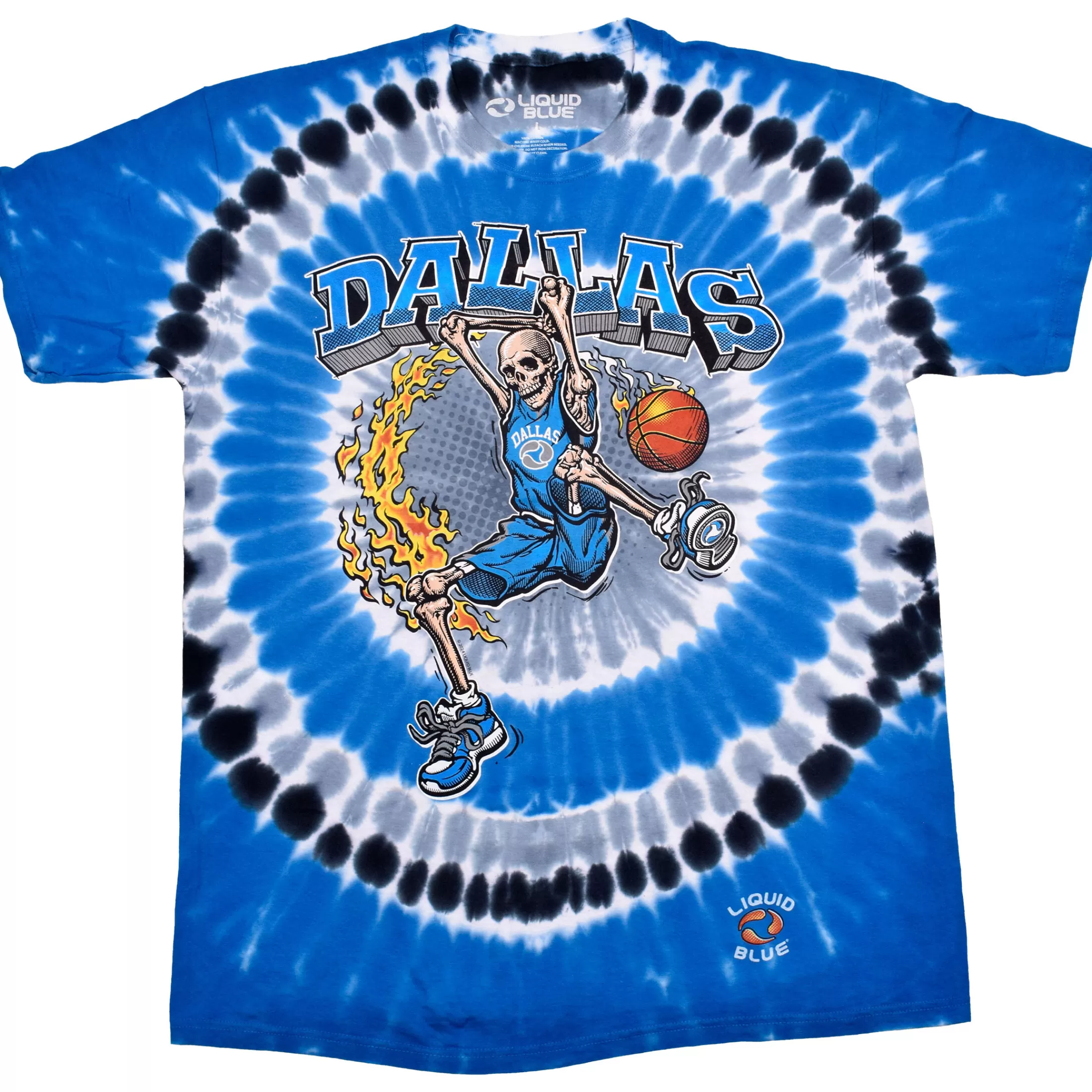 T-Shirt | Basketball<Liquid Blue Dallas Dunker Basketball Skeleton Tie-Dye T-Shirt