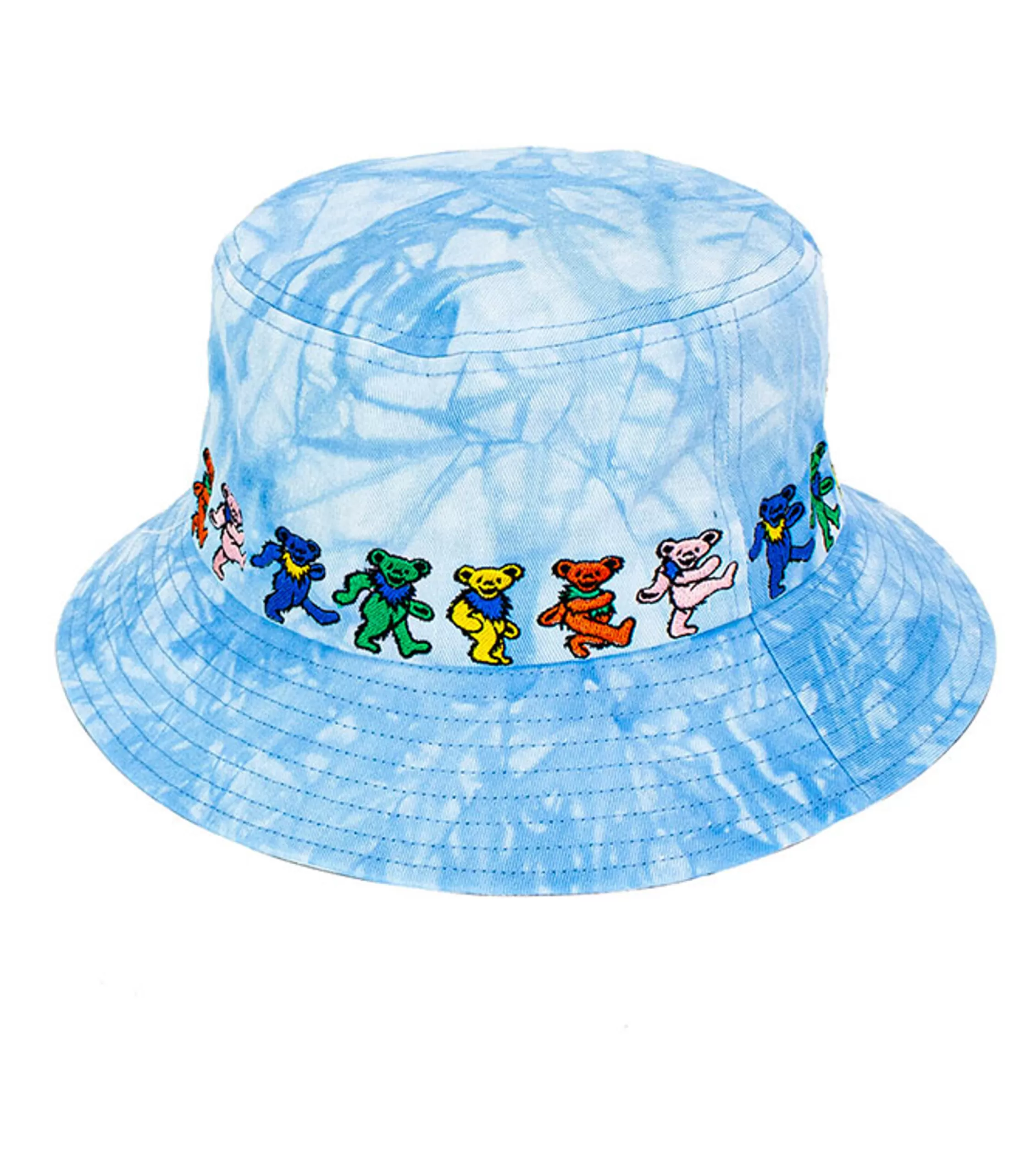 Hats | Grateful Dead<Liquid Blue Dancin Bear Tie-Dye Blue Bucket Hat