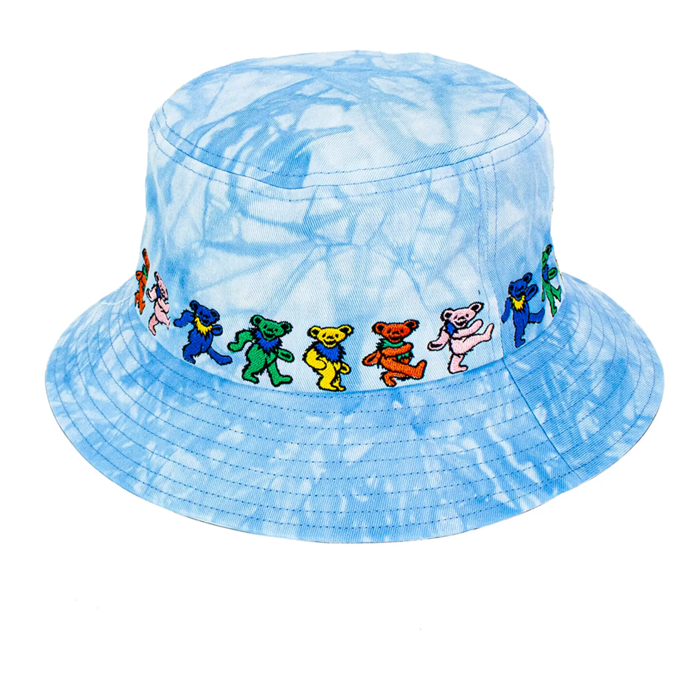 Hats | Grateful Dead<Liquid Blue Dancin Bear Tie-Dye Blue Bucket Hat