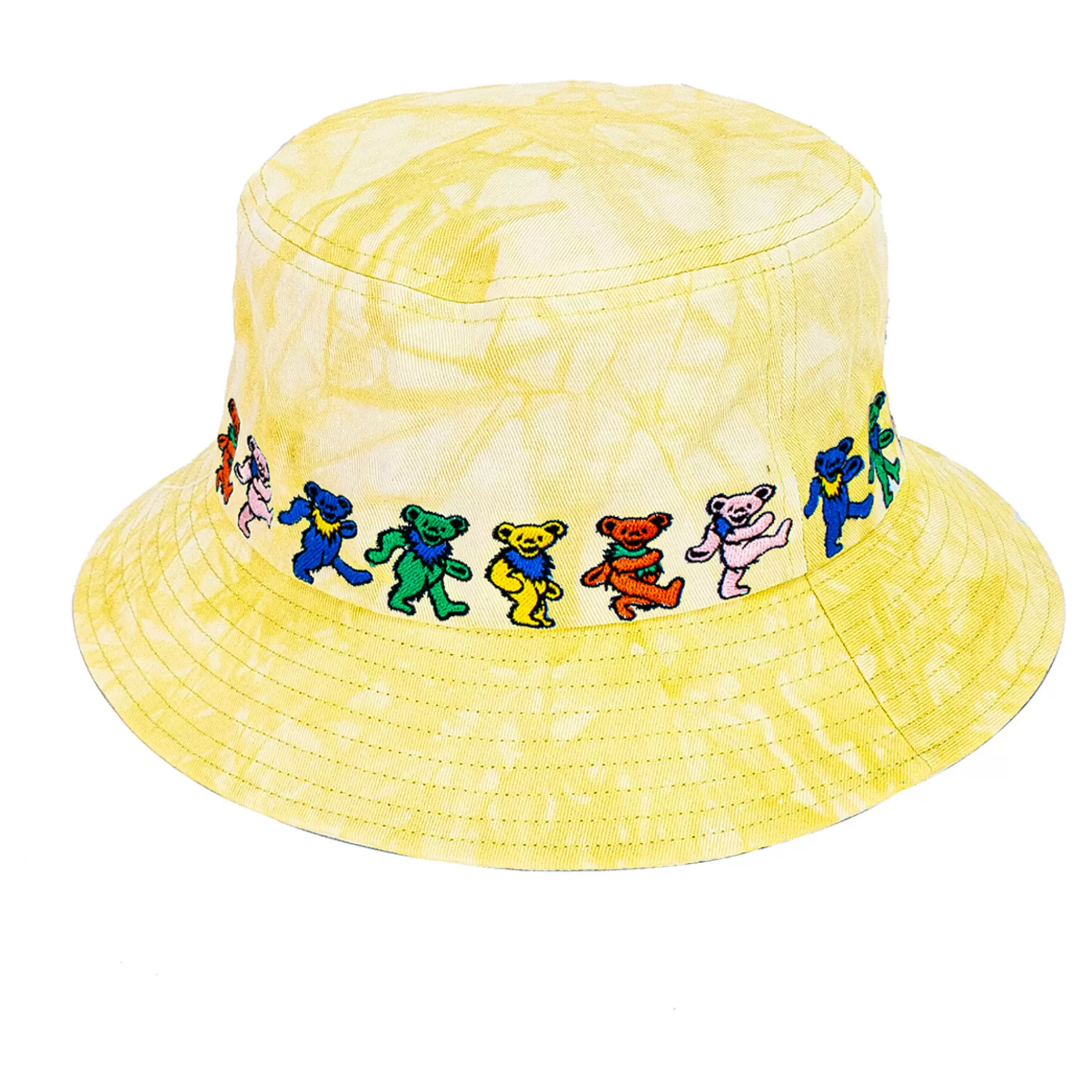 Hats | Grateful Dead<Liquid Blue Dancin Bear Tie-Dye Yellow Bucket Hat