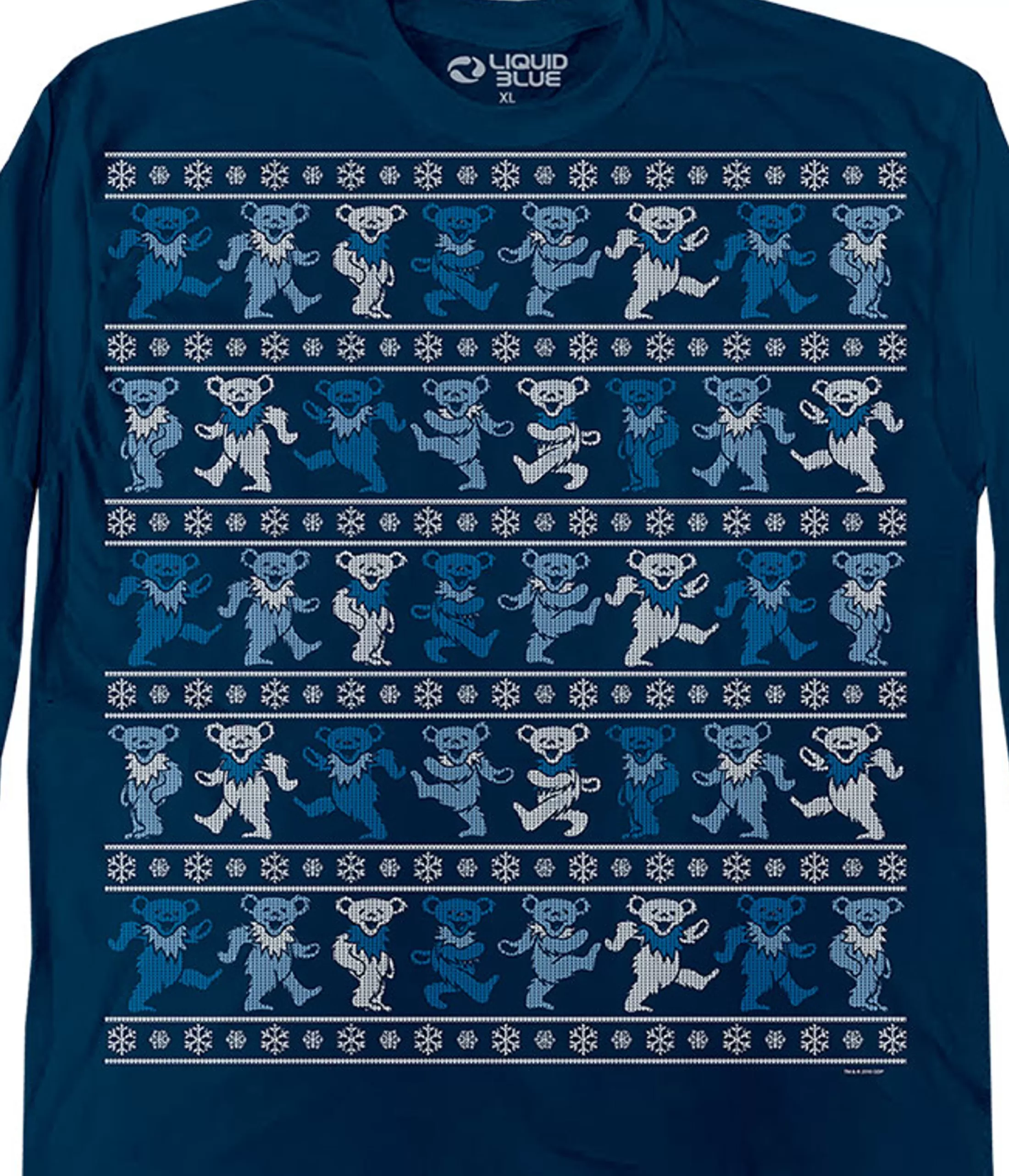 Long Sleeve | Grateful Dead<Liquid Blue Dancin Bear Xmas Sweater Navy Long Sleeve T-Shirt