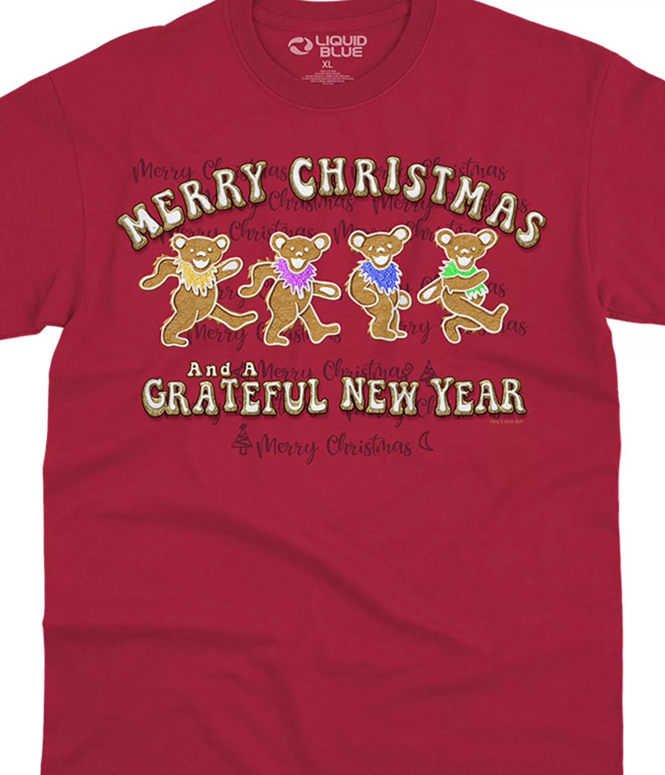 T-Shirt | Grateful Dead<Liquid Blue Dancin' Gingerbread Bears Red T-Shirt