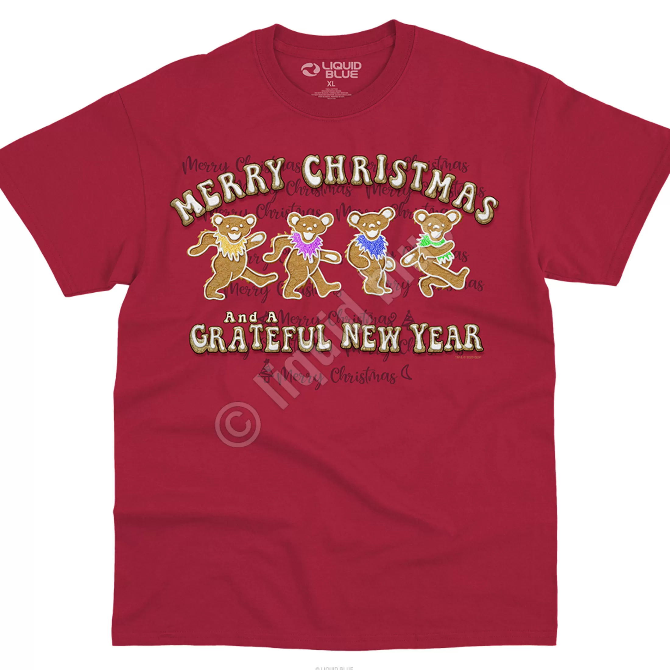 T-Shirt | Grateful Dead<Liquid Blue Dancin' Gingerbread Bears Red T-Shirt