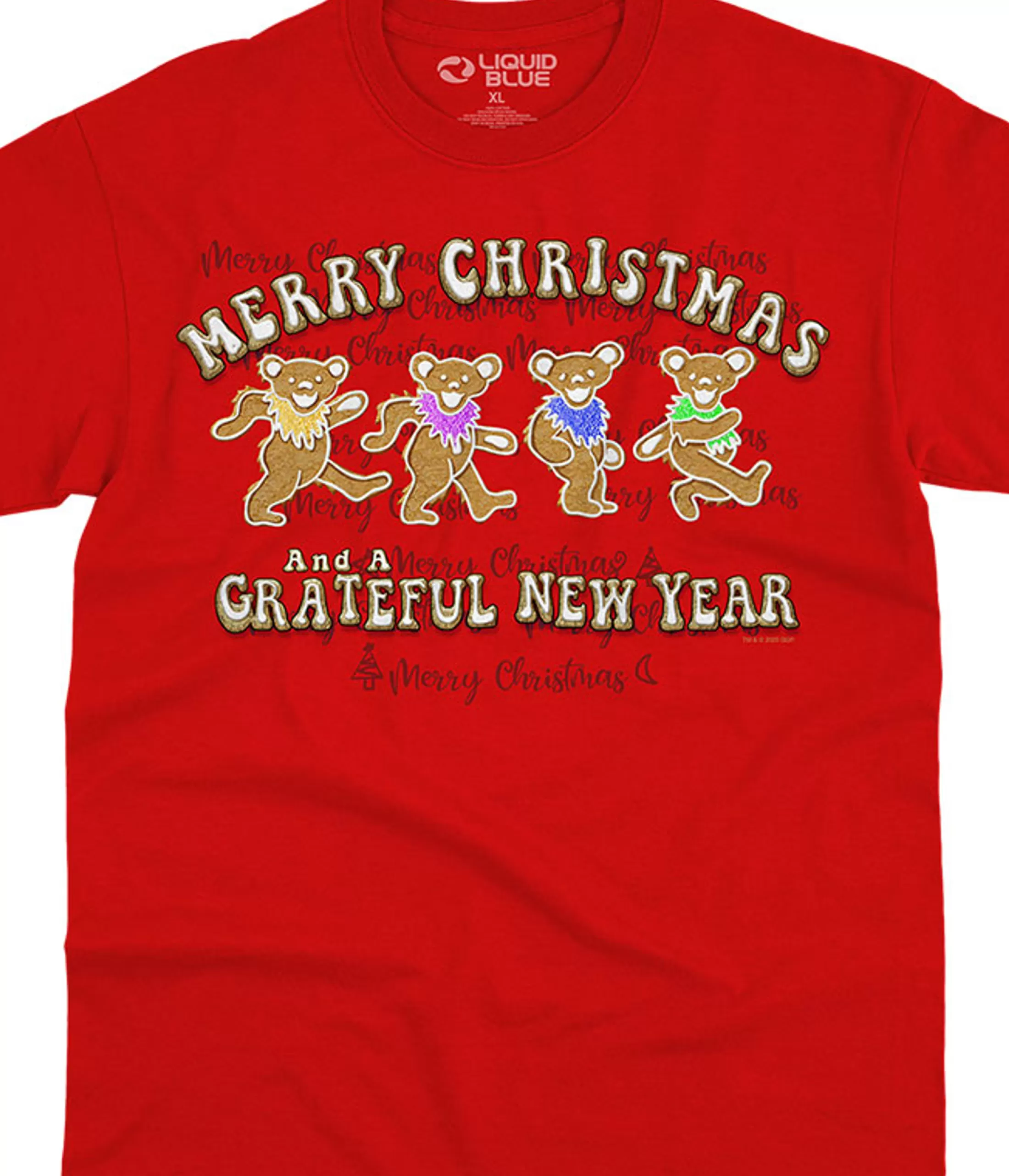 Youth | Grateful Dead<Liquid Blue Dancin' Gingerbread Bears Youth Red T-Shirt