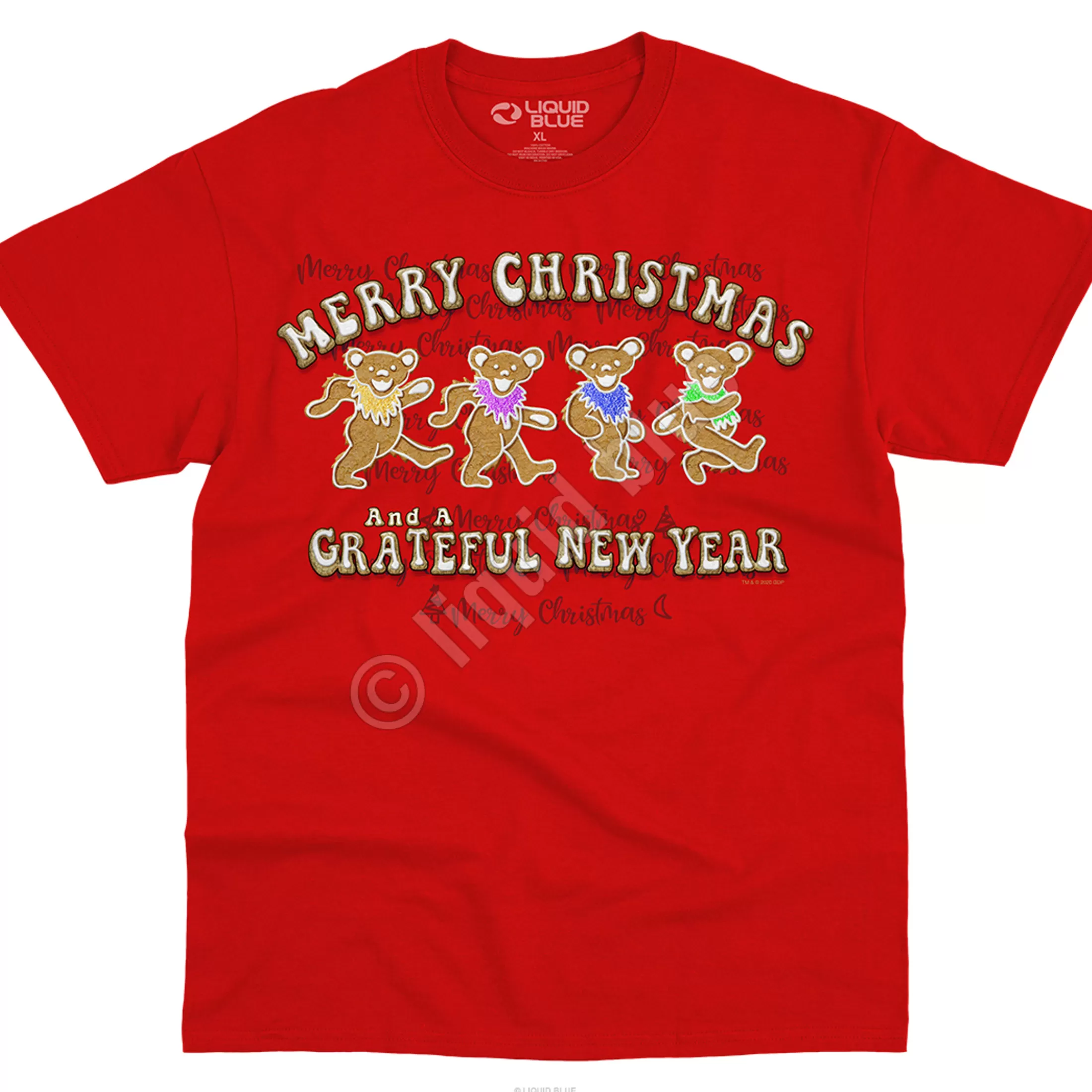 Youth | Grateful Dead<Liquid Blue Dancin' Gingerbread Bears Youth Red T-Shirt