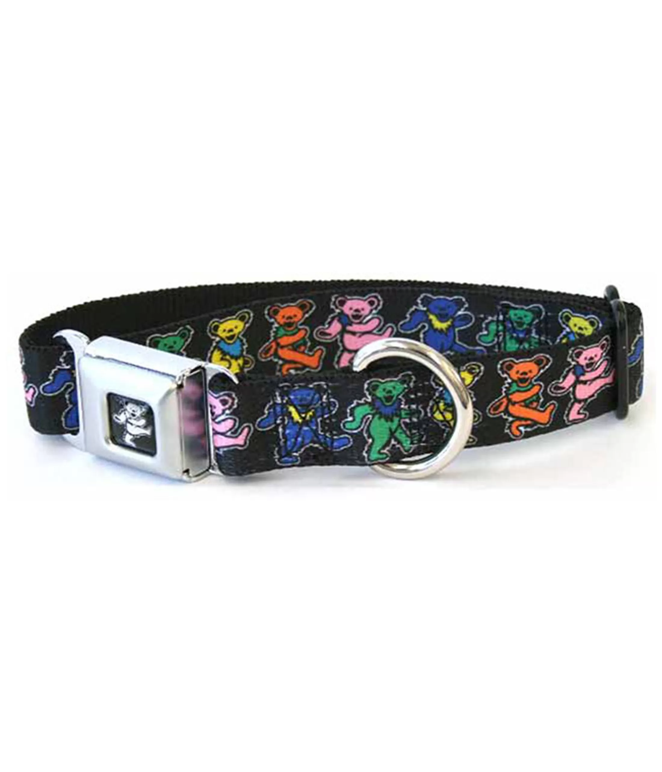 Grateful Dead<Liquid Blue Dancing Bear Dog Collar Lg Black