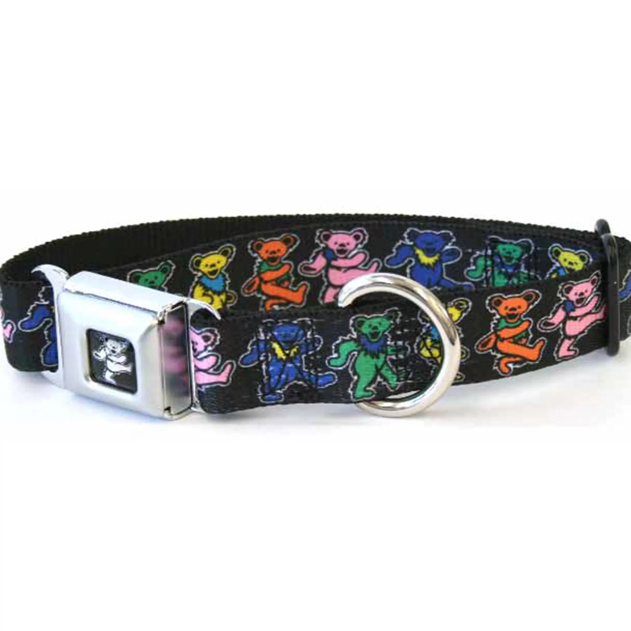 Grateful Dead<Liquid Blue Dancing Bear Dog Collar Lg Black